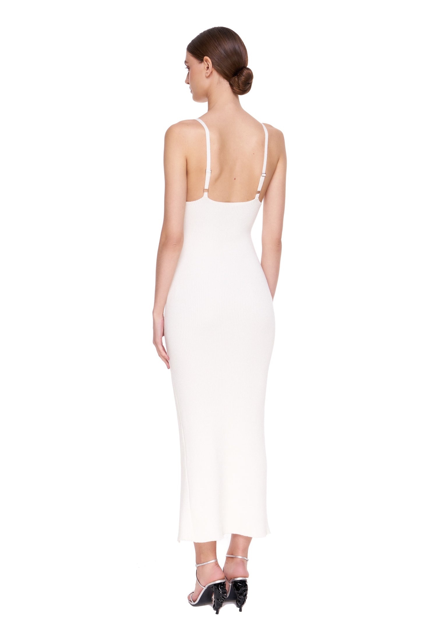 KNIT DRESS WITH SEASHELLS BREAST AND HIGH SLIT