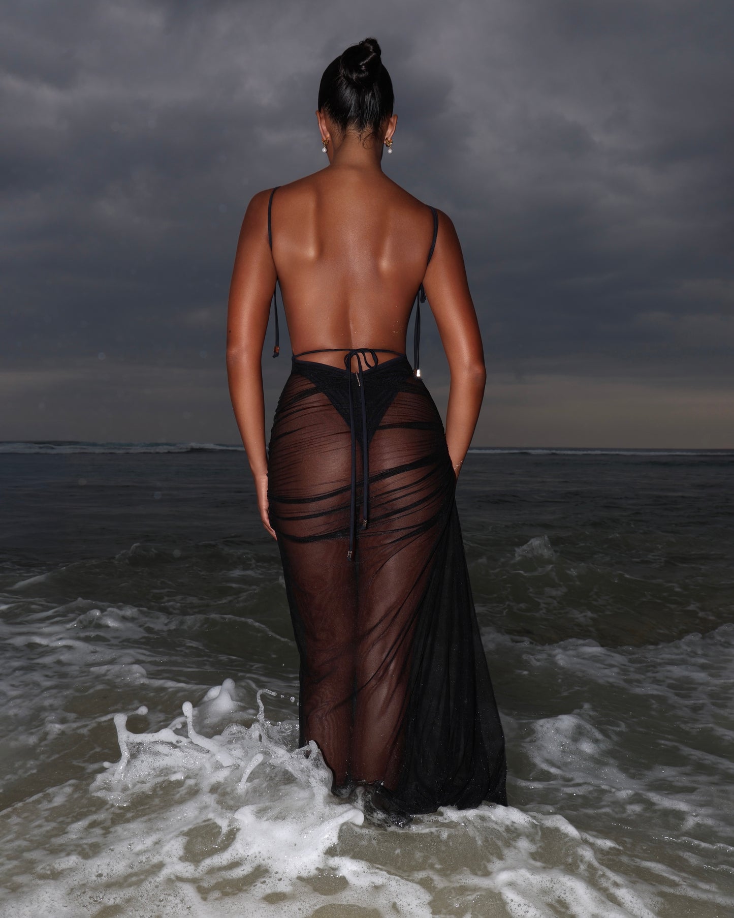 MESH MAXI DRESS WITH BODYSUIT BLACK