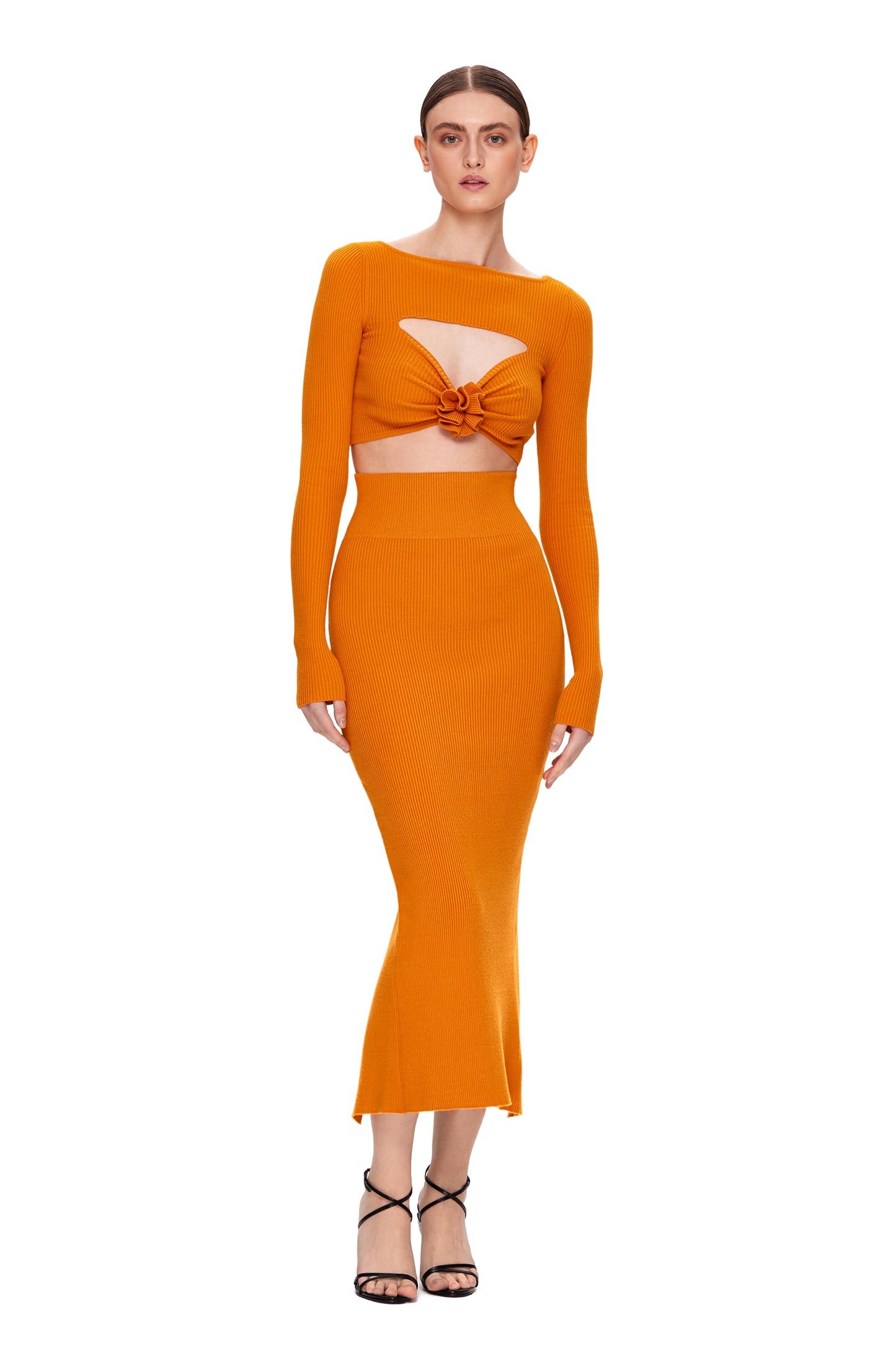 KNIT SKIRT MAXI WITH A BACK SLIT