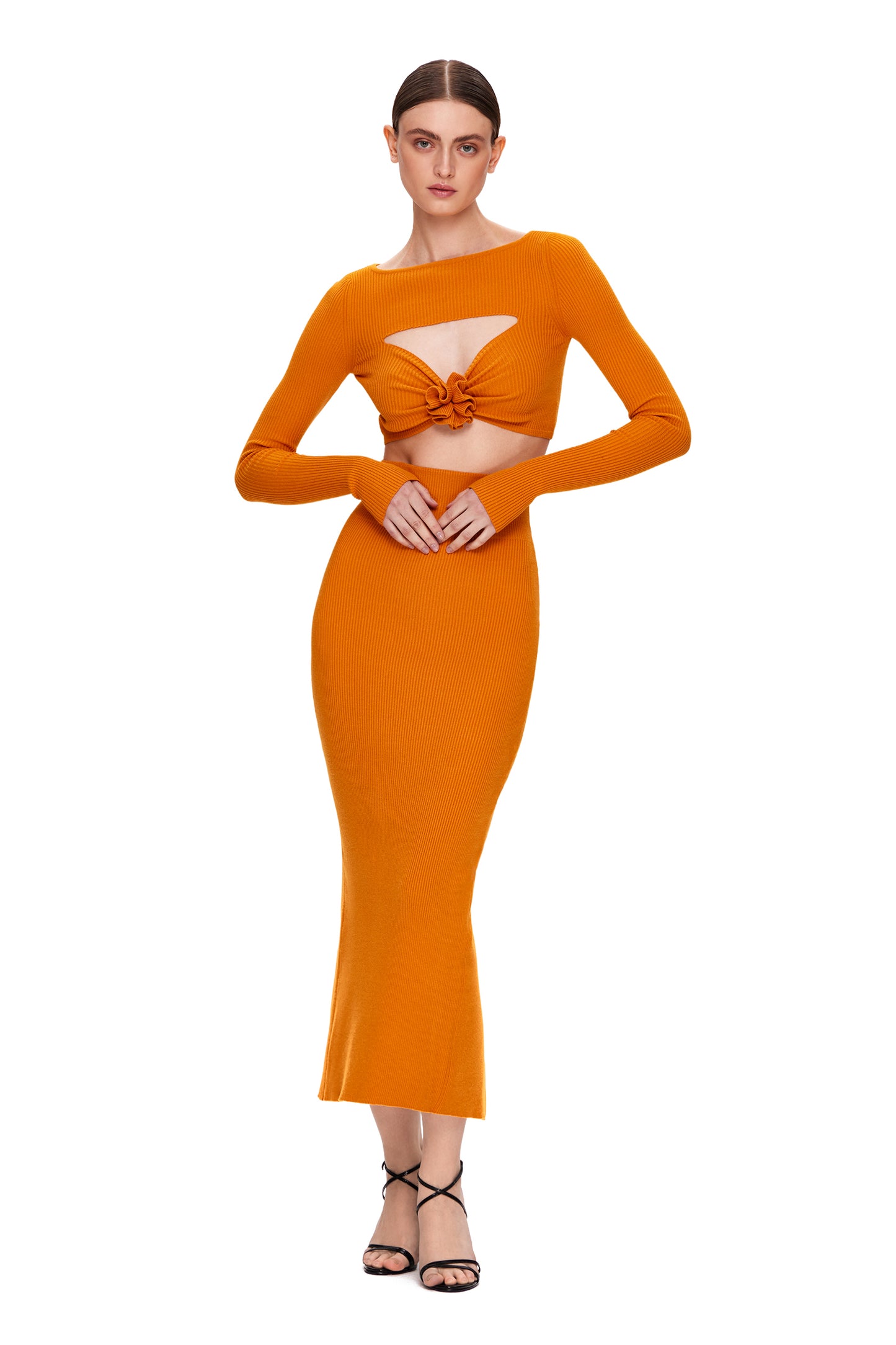 KNIT SKIRT MAXI WITH A BACK SLIT
