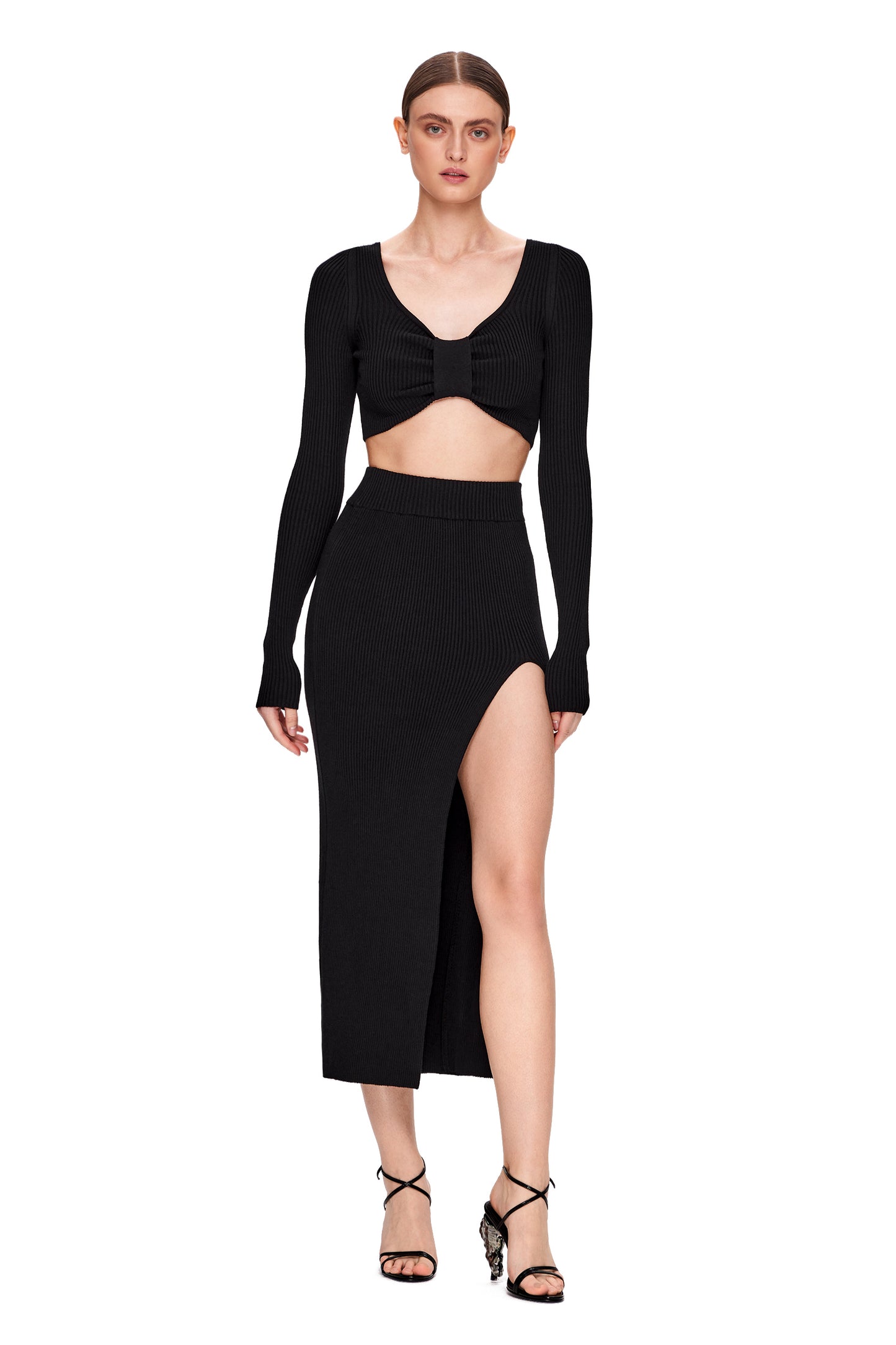 KNIT SUIT TOP AND SKIRT