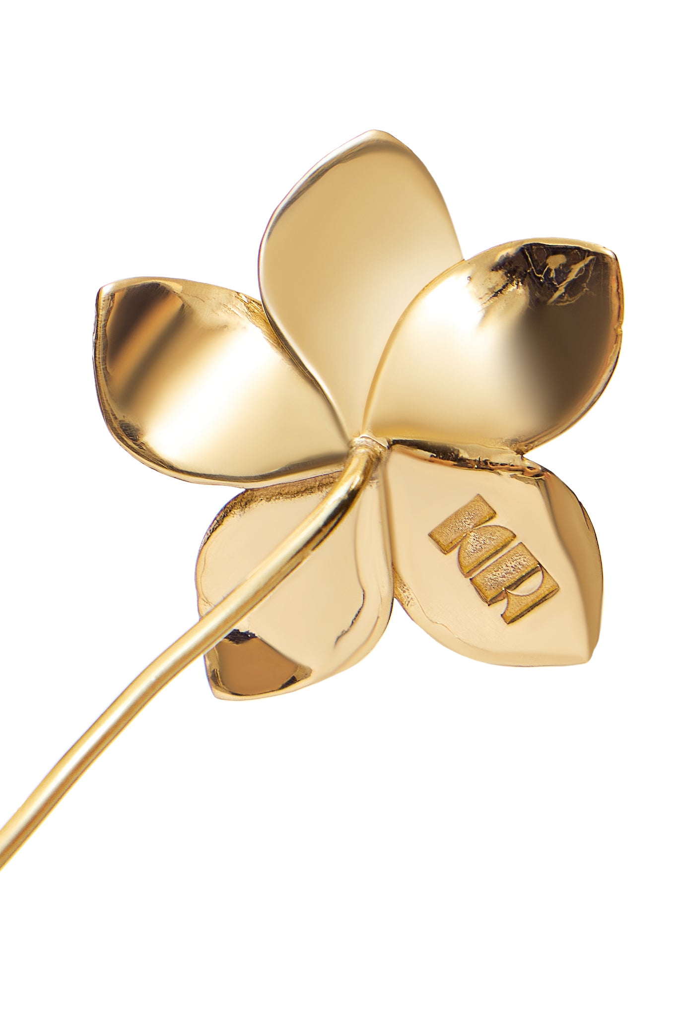 HANDMADE METAL NECKLACE WITH FRANGIPANI FLOWERS AND KR LOGO GOLD