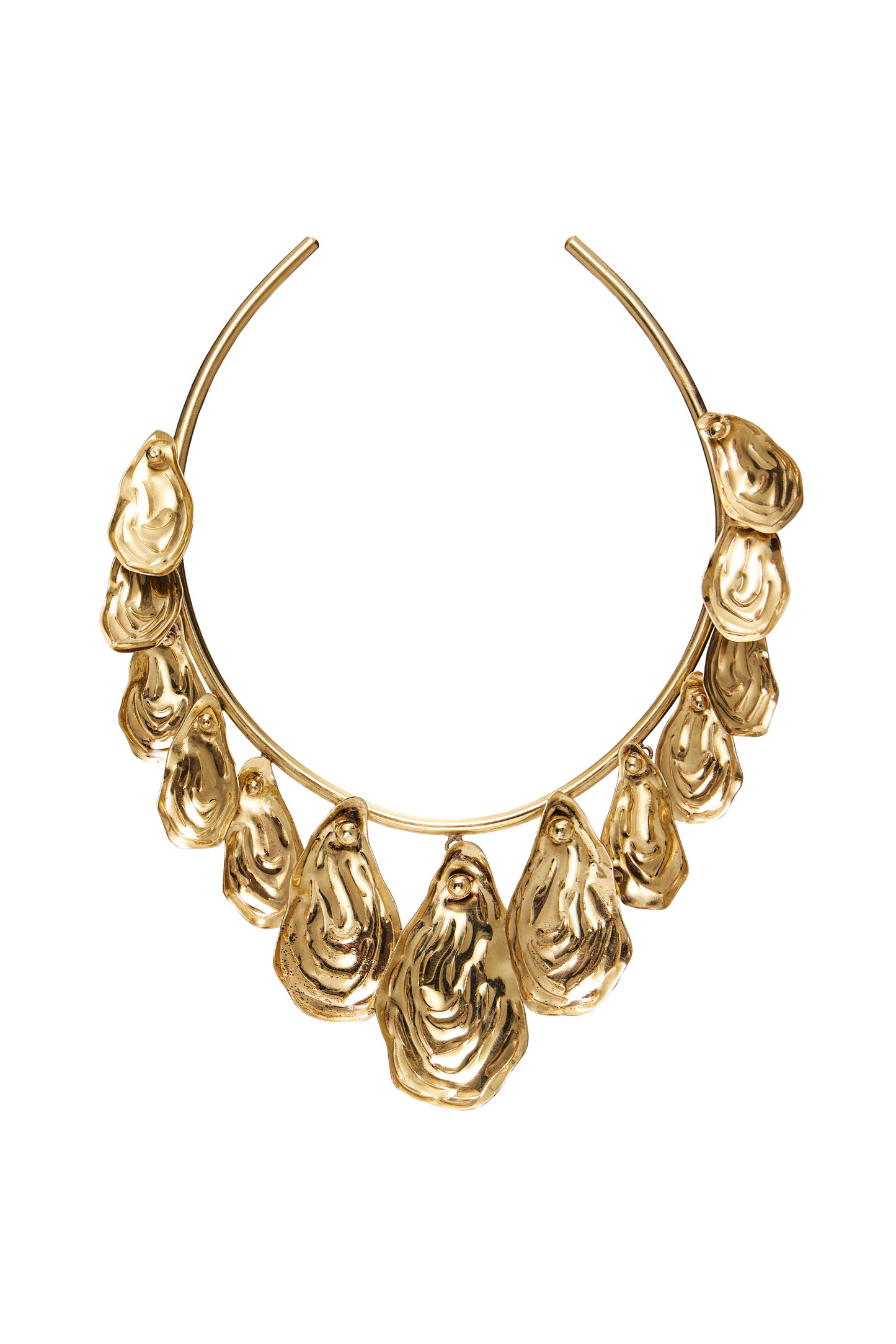 HANDMADE METAL NECKLACE WITH SMALL OYSTERS AND KR LOGO GOLD