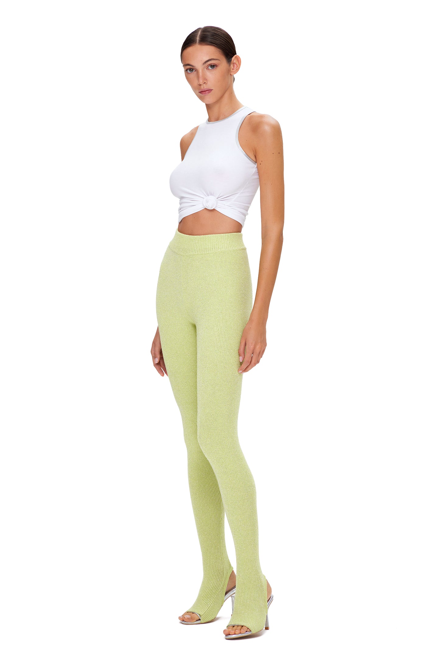 FITTED RIB TANK TOP WITH SILVER EDGES