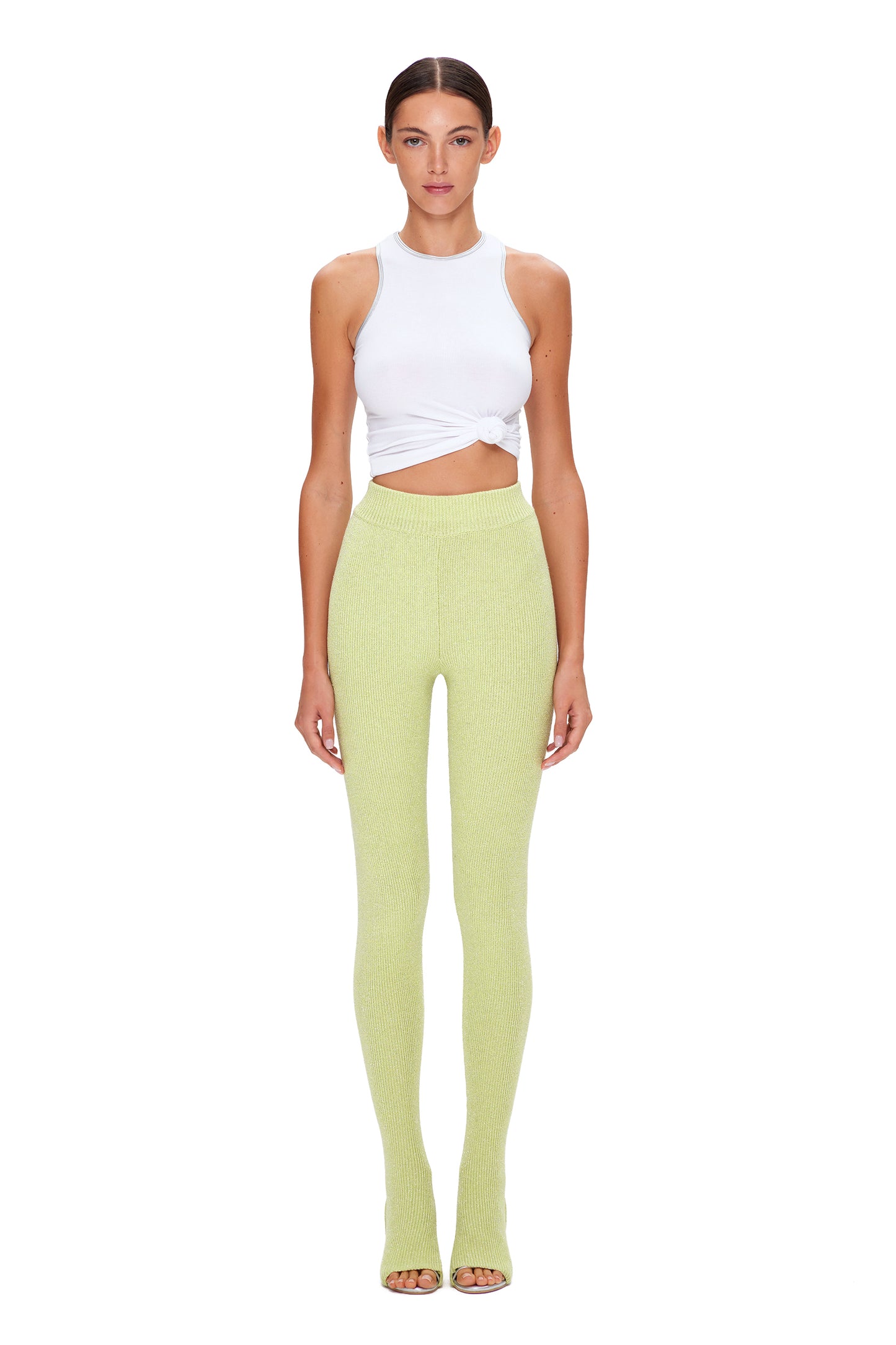 FITTED RIB TANK TOP WITH SILVER EDGES