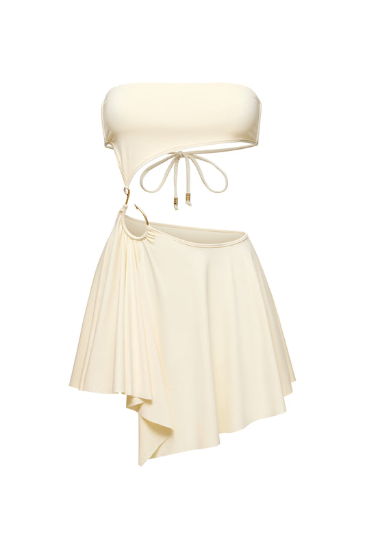 KNITTED MINI DRESS WITH METAL HOOK DECOR COLOR MILK