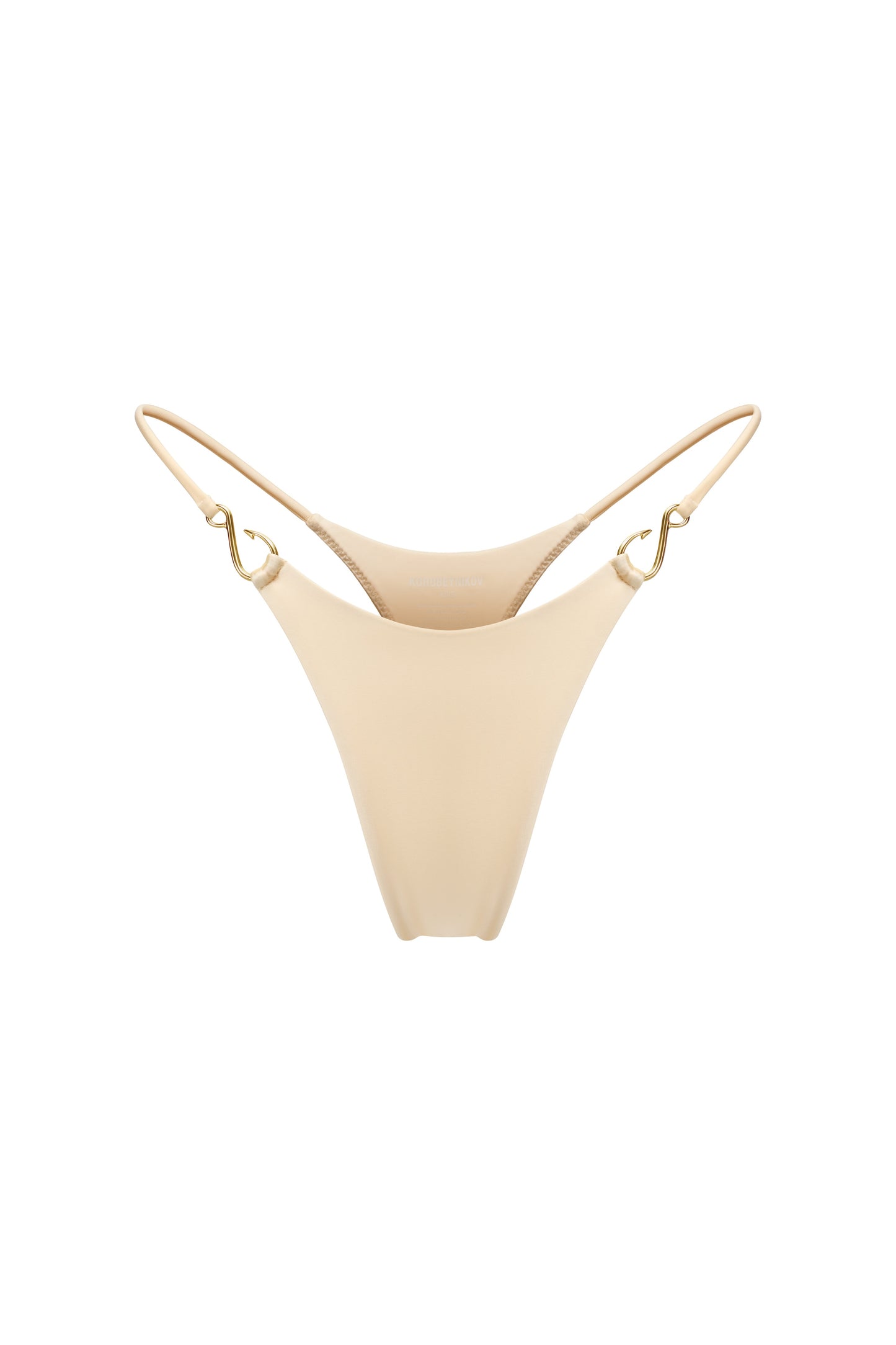 LYCRA BIKINI SET TOP AND BOTTOM WITH SMALL HOOKS DECOR COLOR CHAMPAGNE