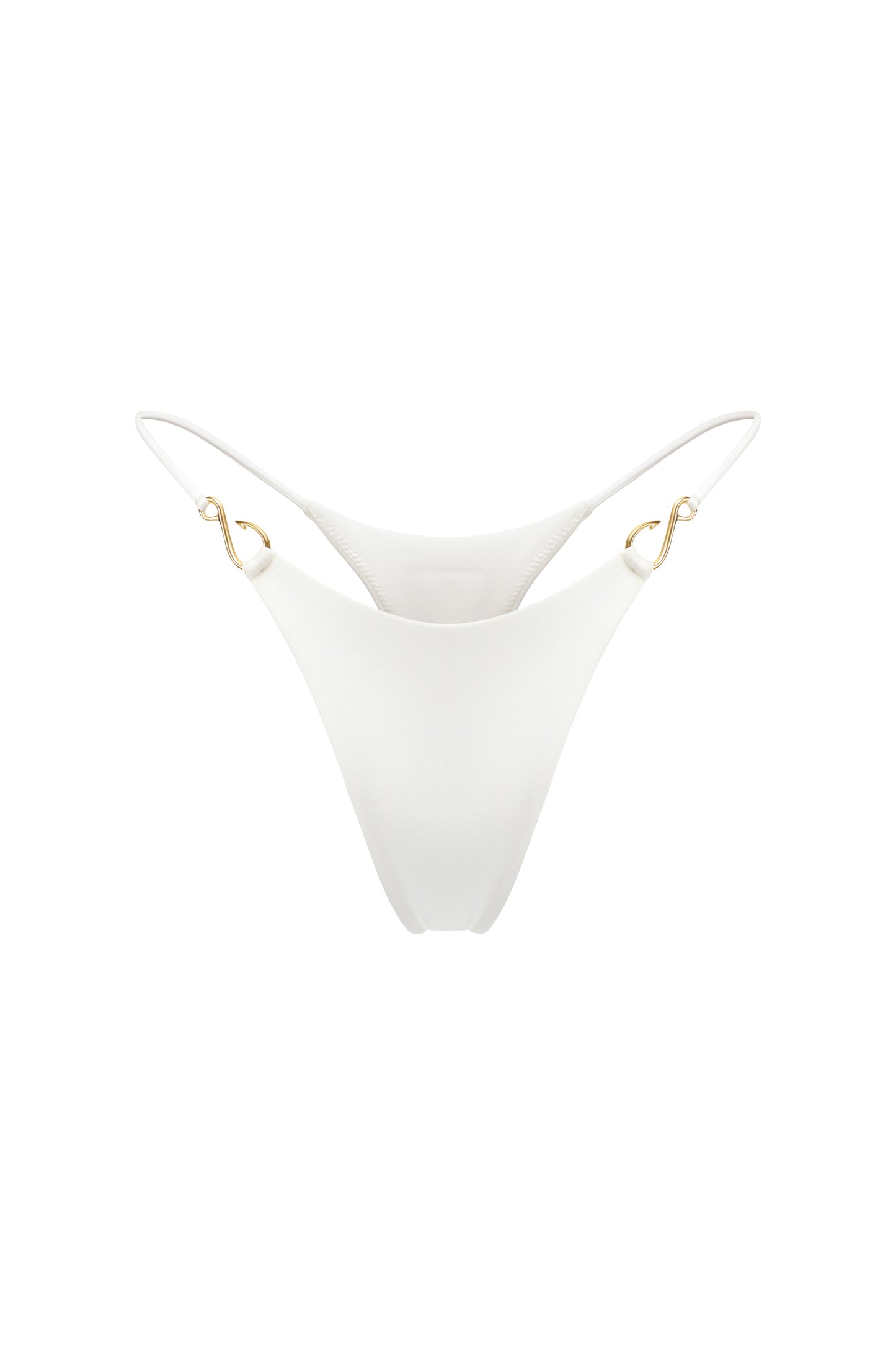 LYCRA BIKINI SET TOP AND BOTTOM WITH SMALL HOOKS DECOR COLOR WHITE
