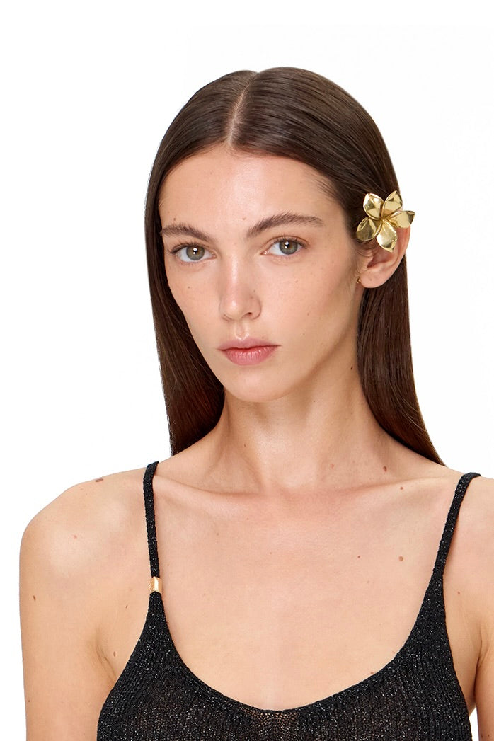 HANDMADE METAL CUFF FRANGIPANI GOLD