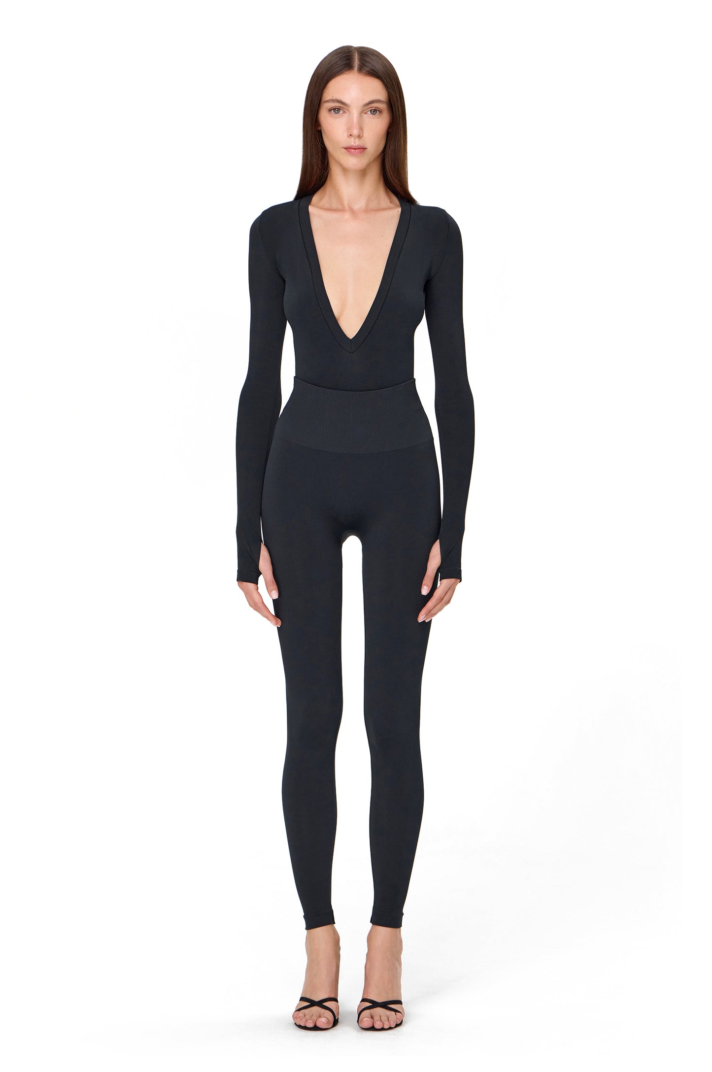 KNITTED SEAMLESS LOW-CUT BODYSUIT