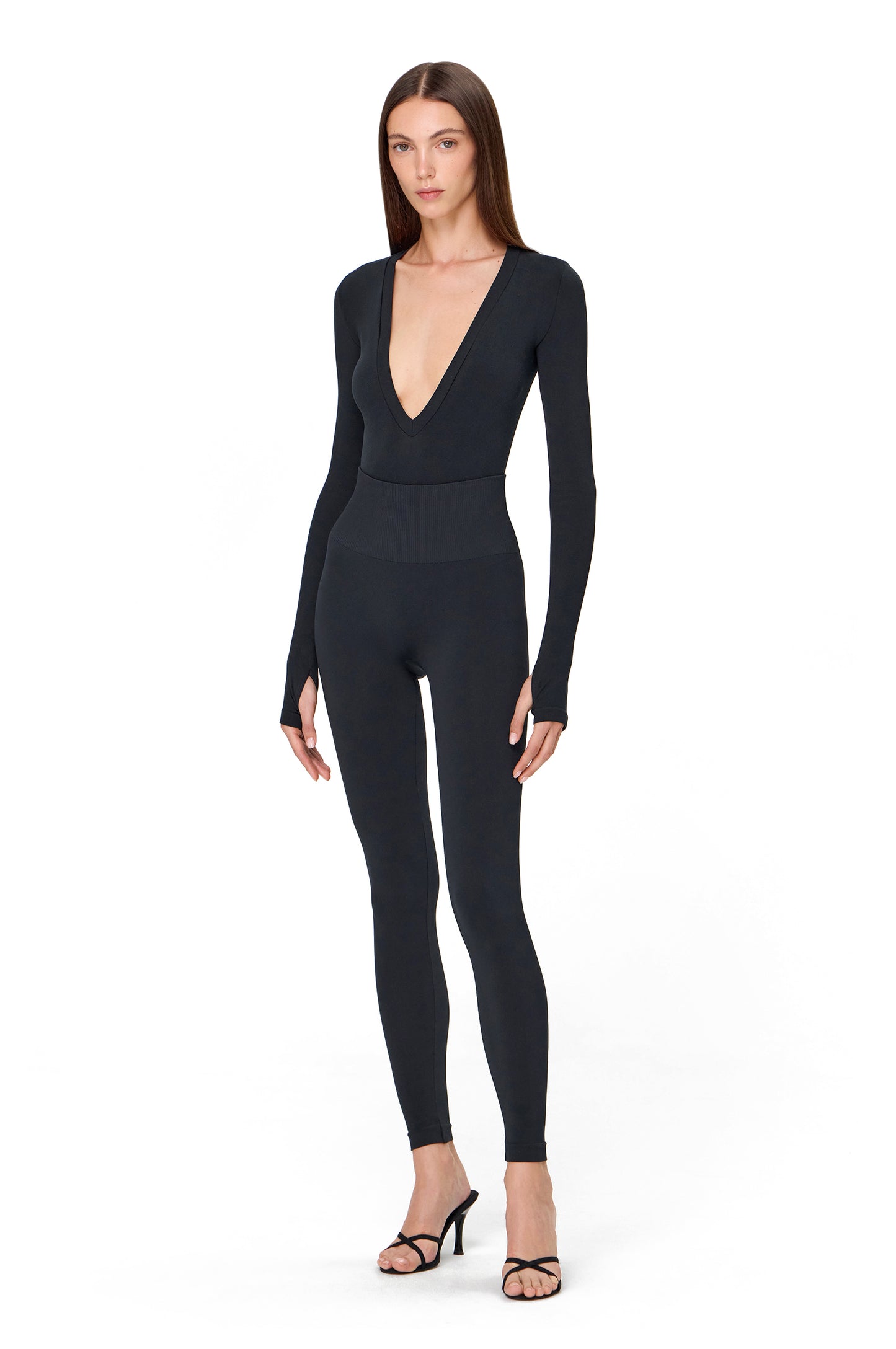 KNITTED SEAMLESS LOW-CUT BODYSUIT