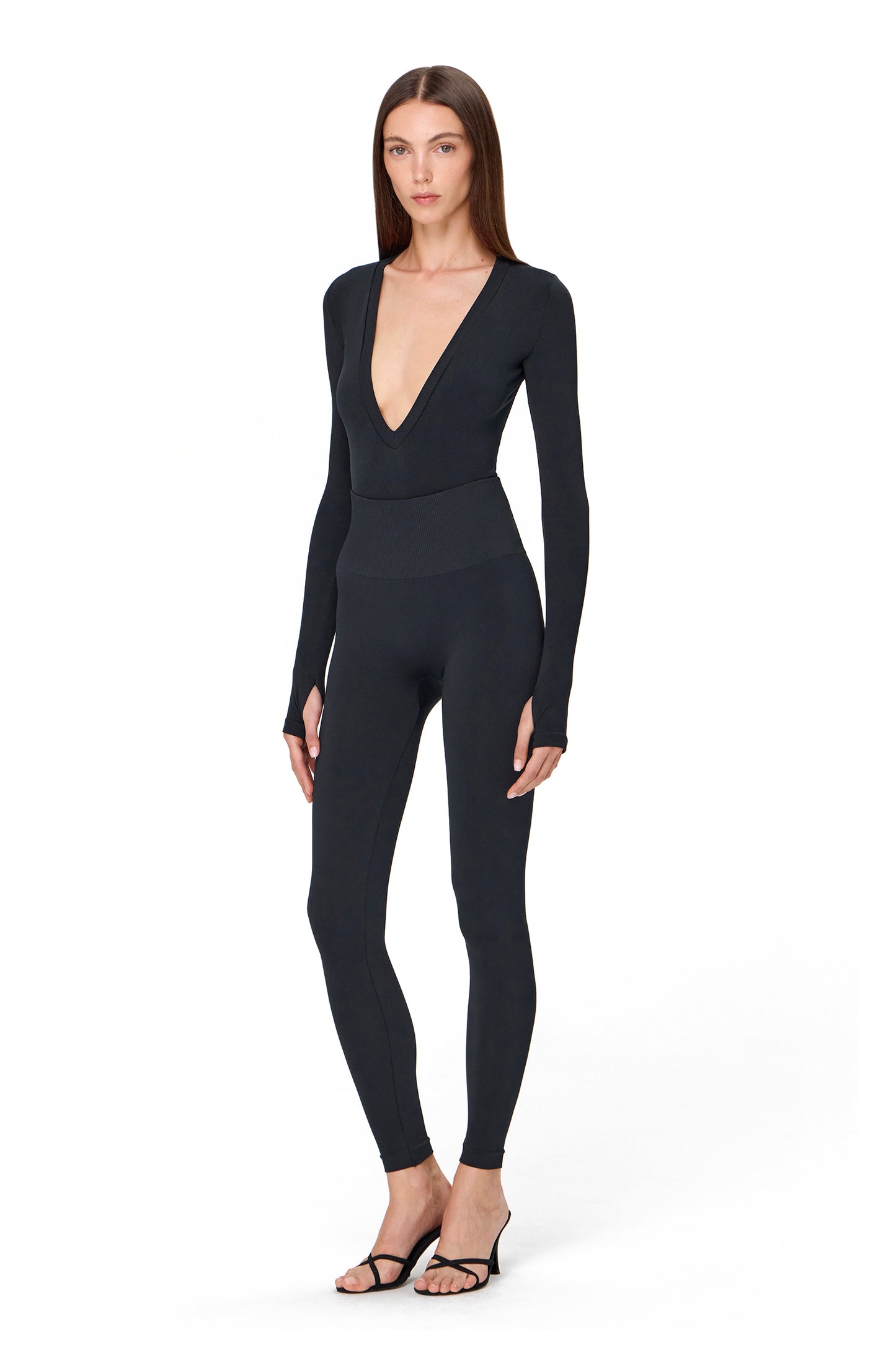 KNITTED SEAMLESS LOW-CUT BODYSUIT