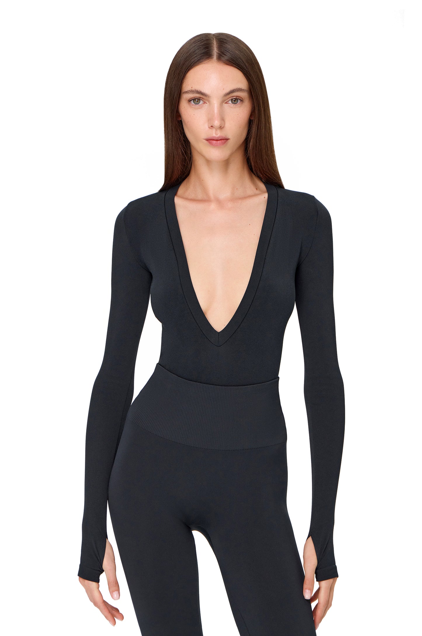 KNITTED SEAMLESS LOW-CUT BODYSUIT