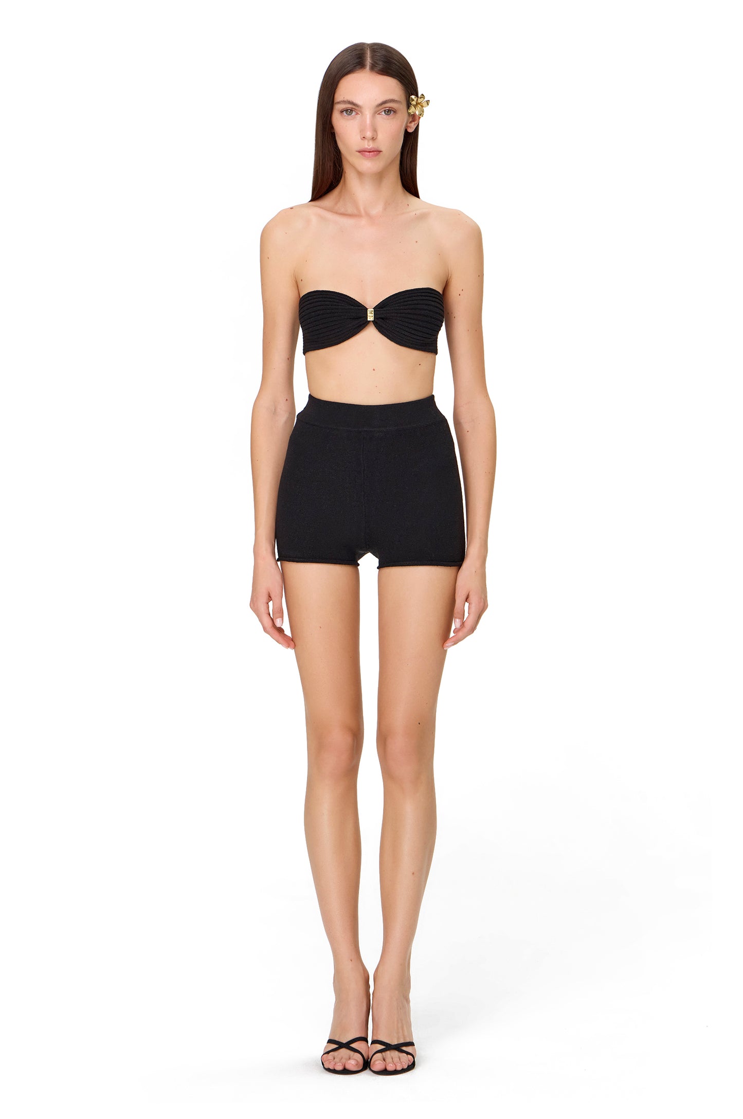KNITTED MINI SHORTS BLACK