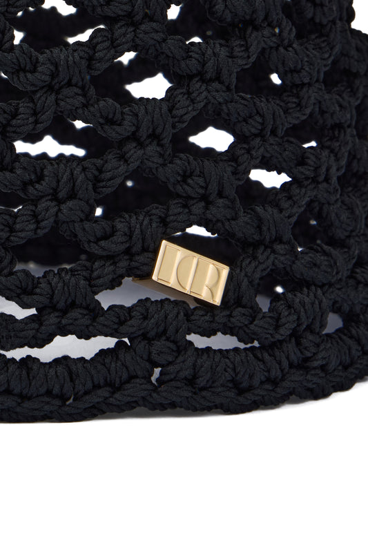 KNITTED HANDMADE SMALL RETRO STYLE HAT COLOR BLACK