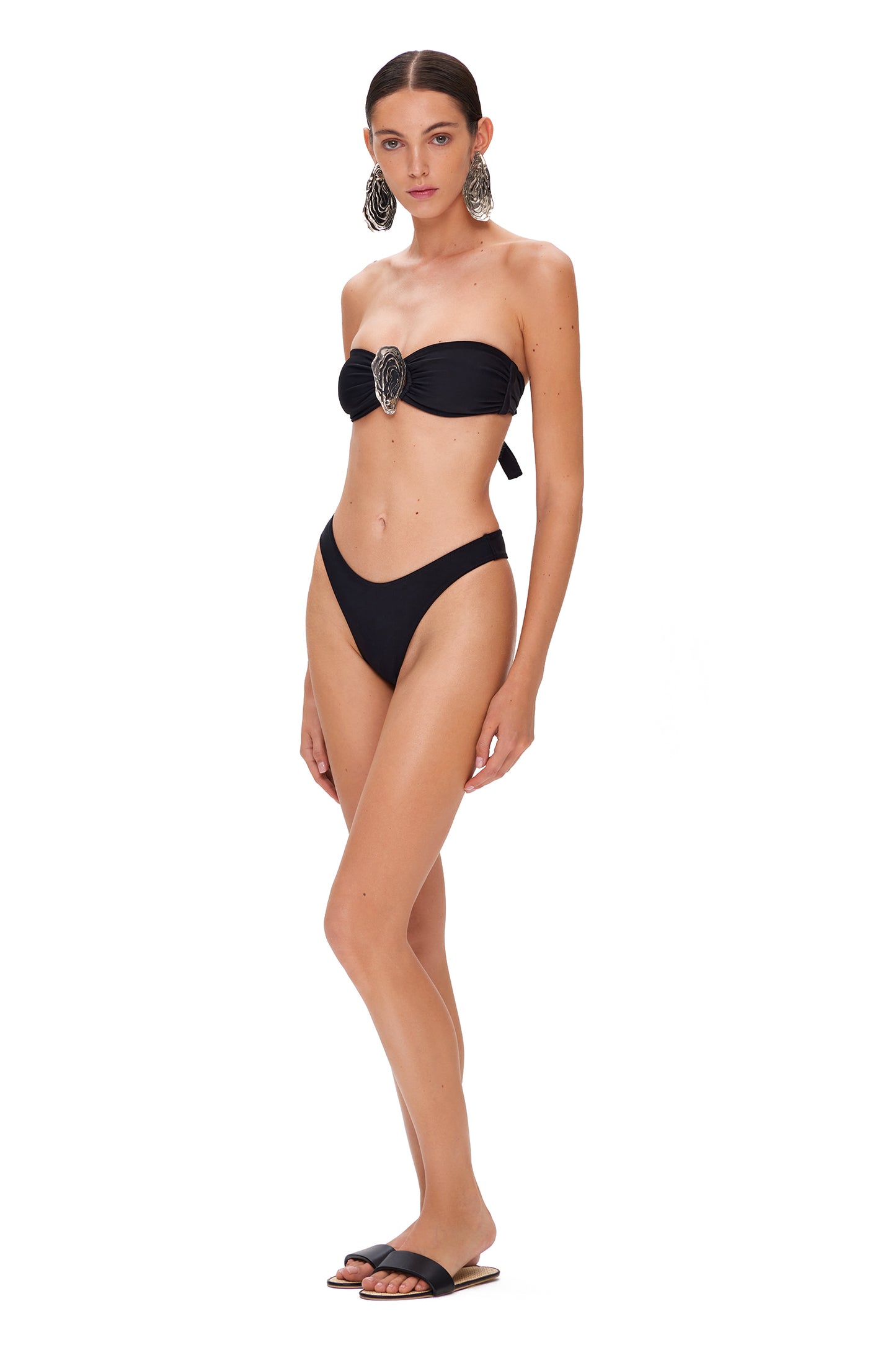 LYKRA BIKINI SET TOP BOTTOM WITH METAL SHELL DECOR