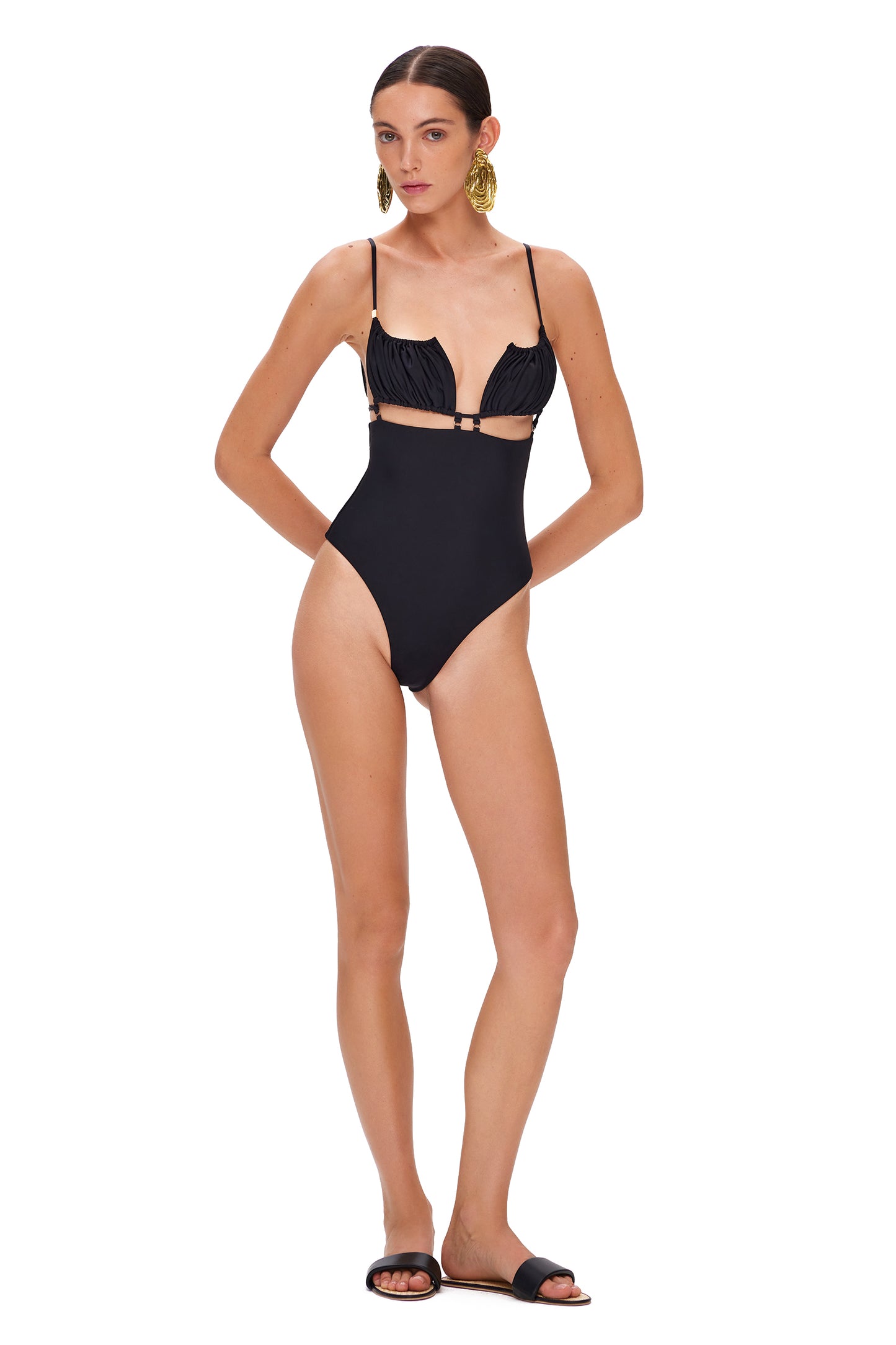 LYCRA ONE PIECE SWIMSUIT WITH SHELL BRA BLACK
