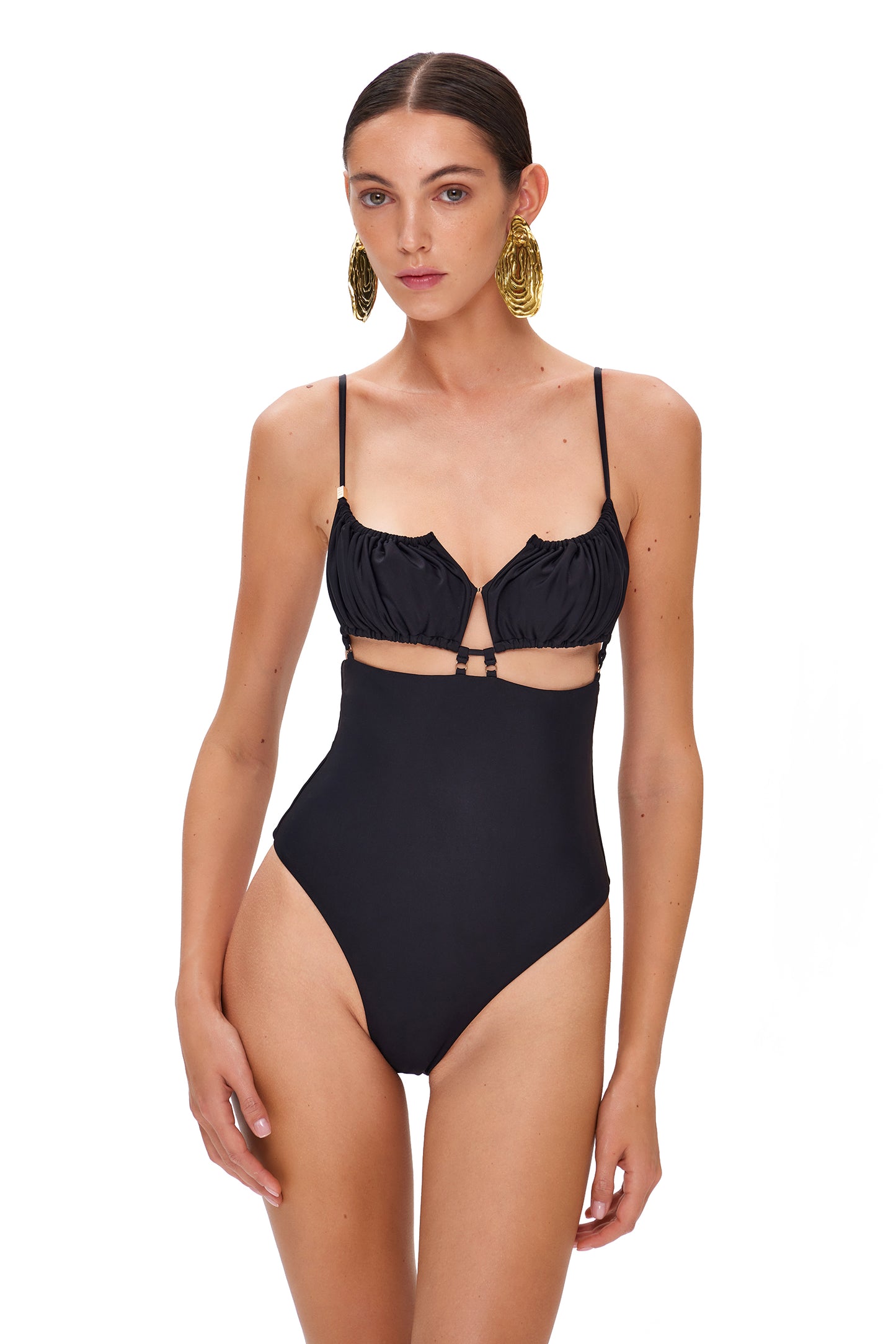 LYCRA ONE PIECE SWIMSUIT WITH SHELL BRA BLACK