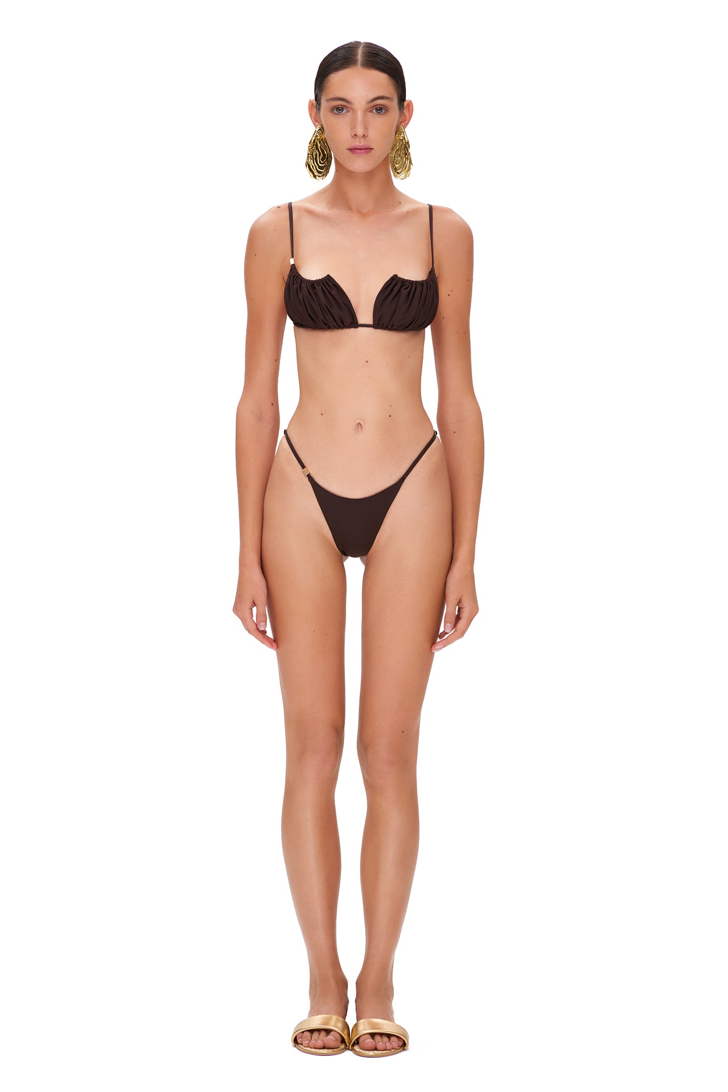 LYCRA BIKINI SET SHELL TOP AND BOTTOM CHOCOLATE