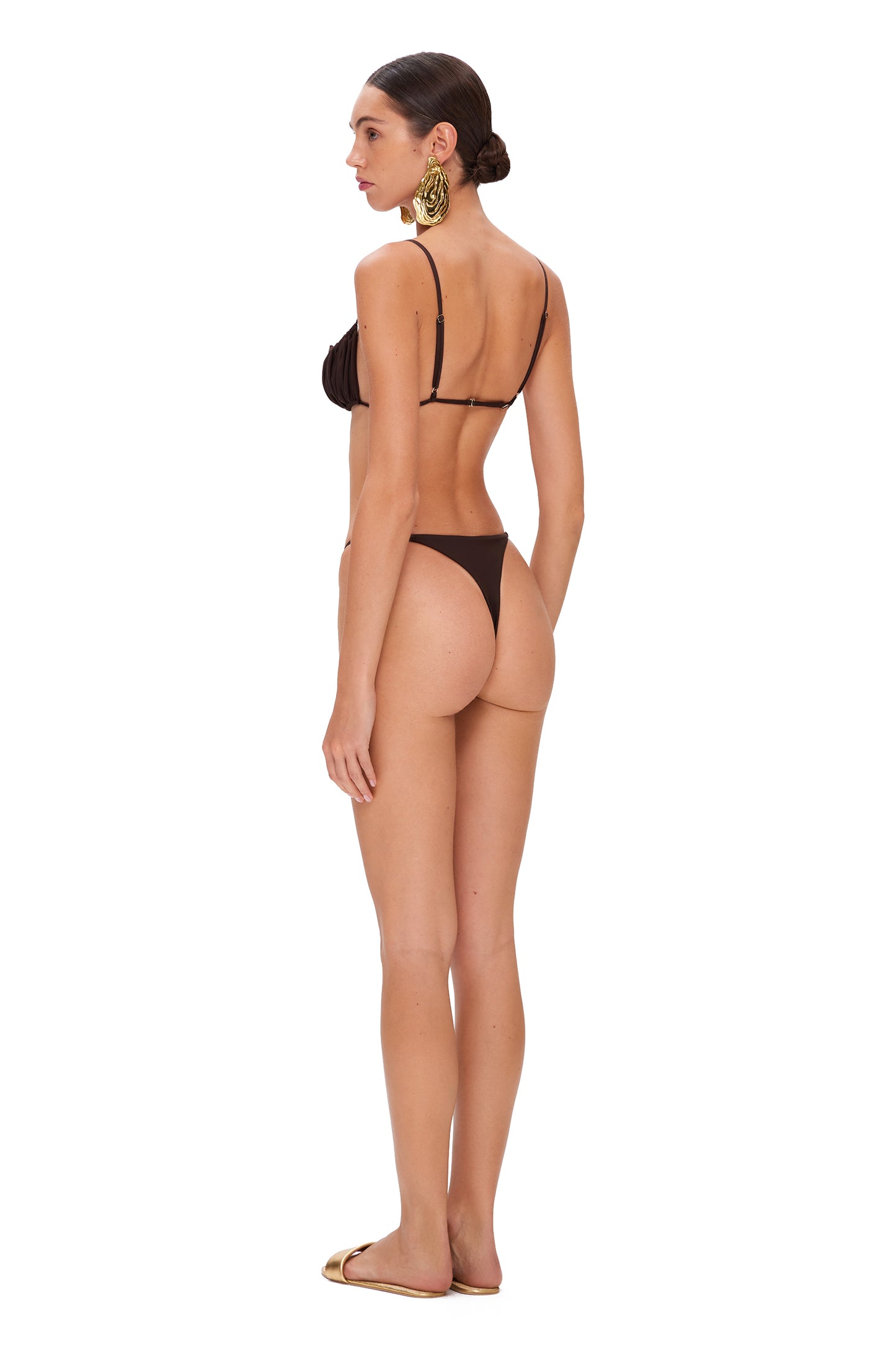 LYCRA BIKINI SET SHELL TOP AND BOTTOM CHOCOLATE