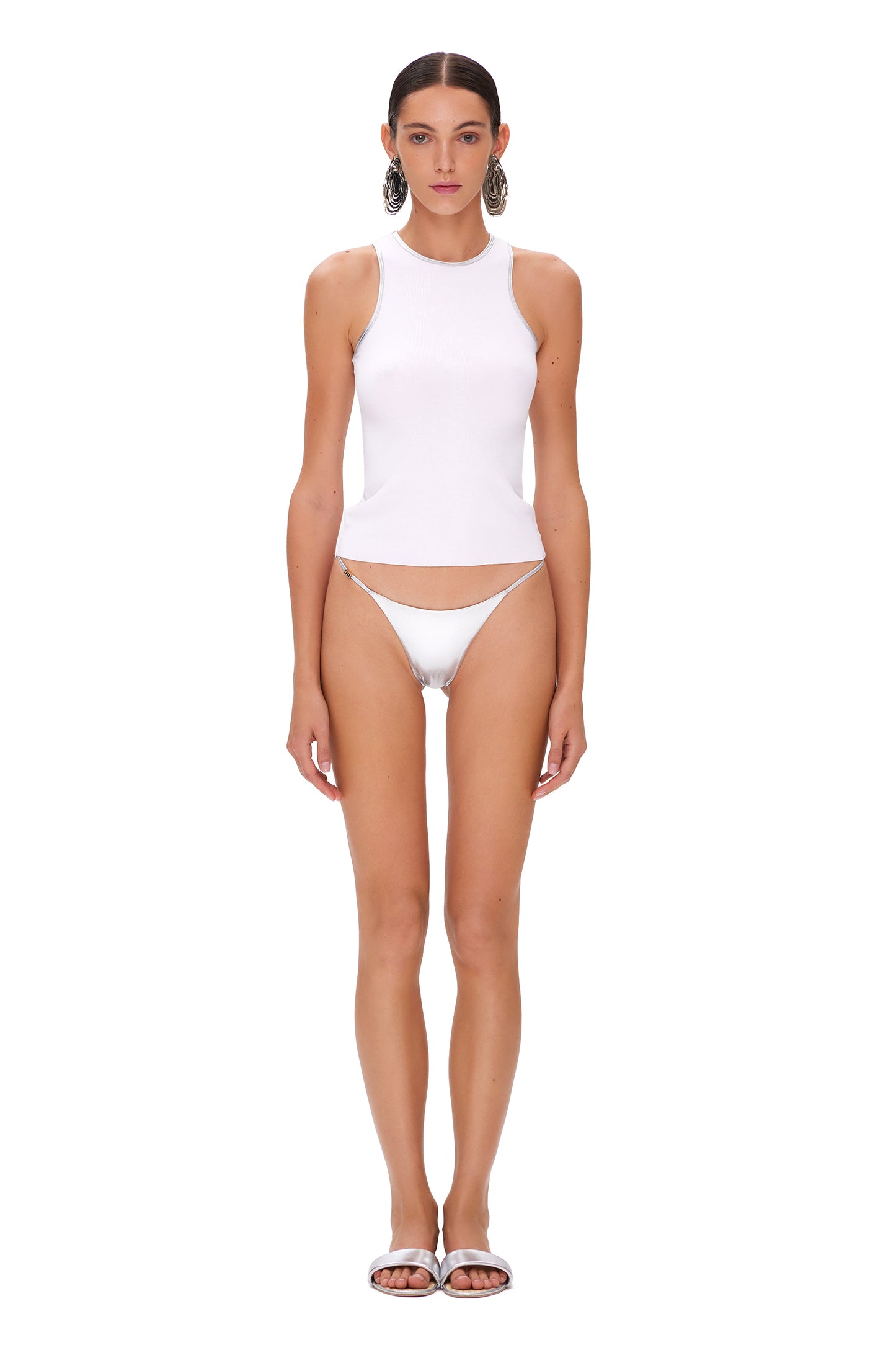 FITTED RIB TANK TOP WITH SILVER EDGES