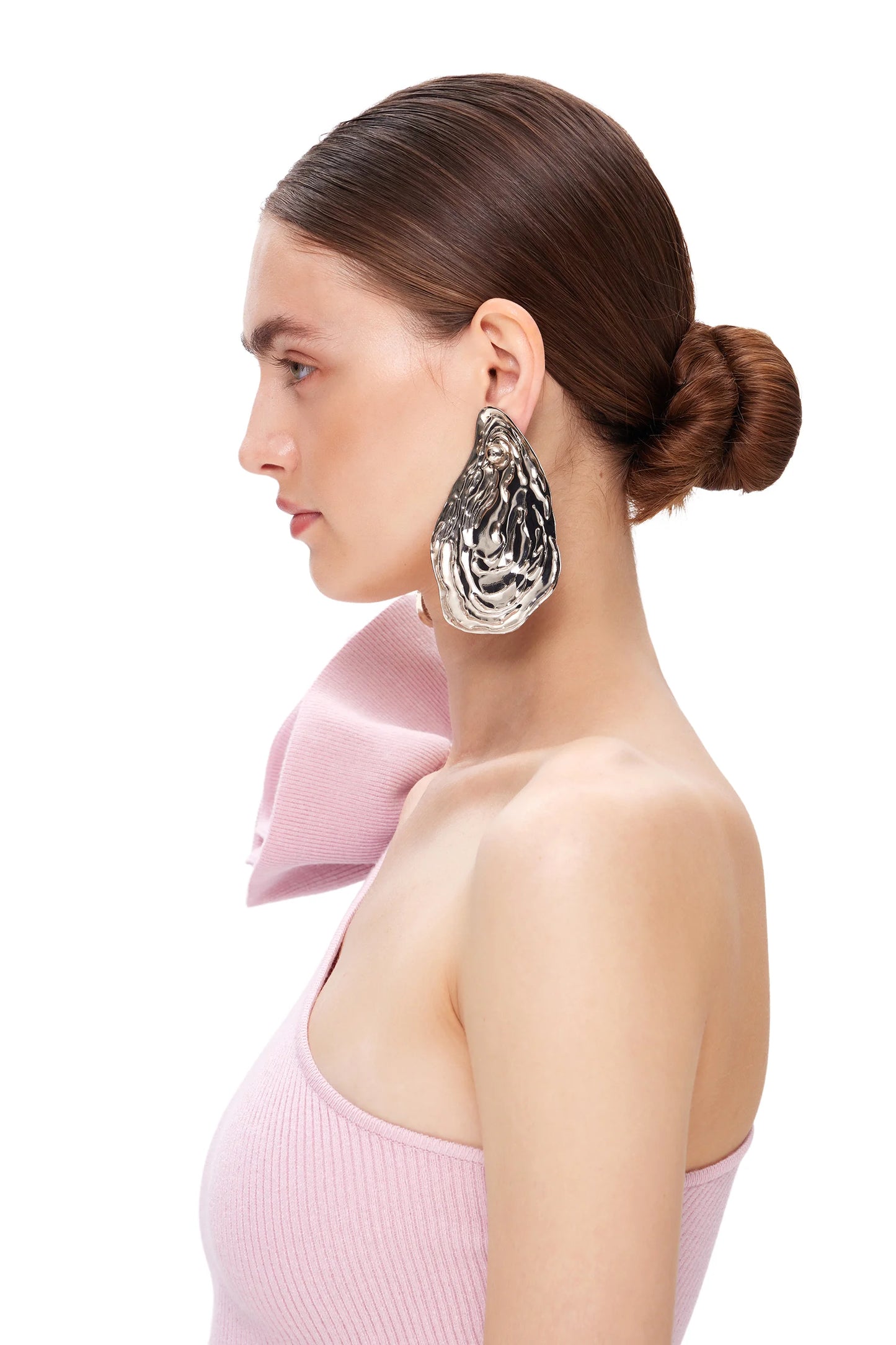 HANDMADE METAL EARRINGS COUTURE CLIP MECHANISM /PAIR/ SILVER