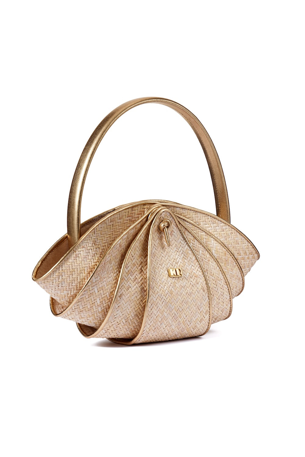 BAG MINI SHRIMP COUTURE IN RATTAN AND LEATHER