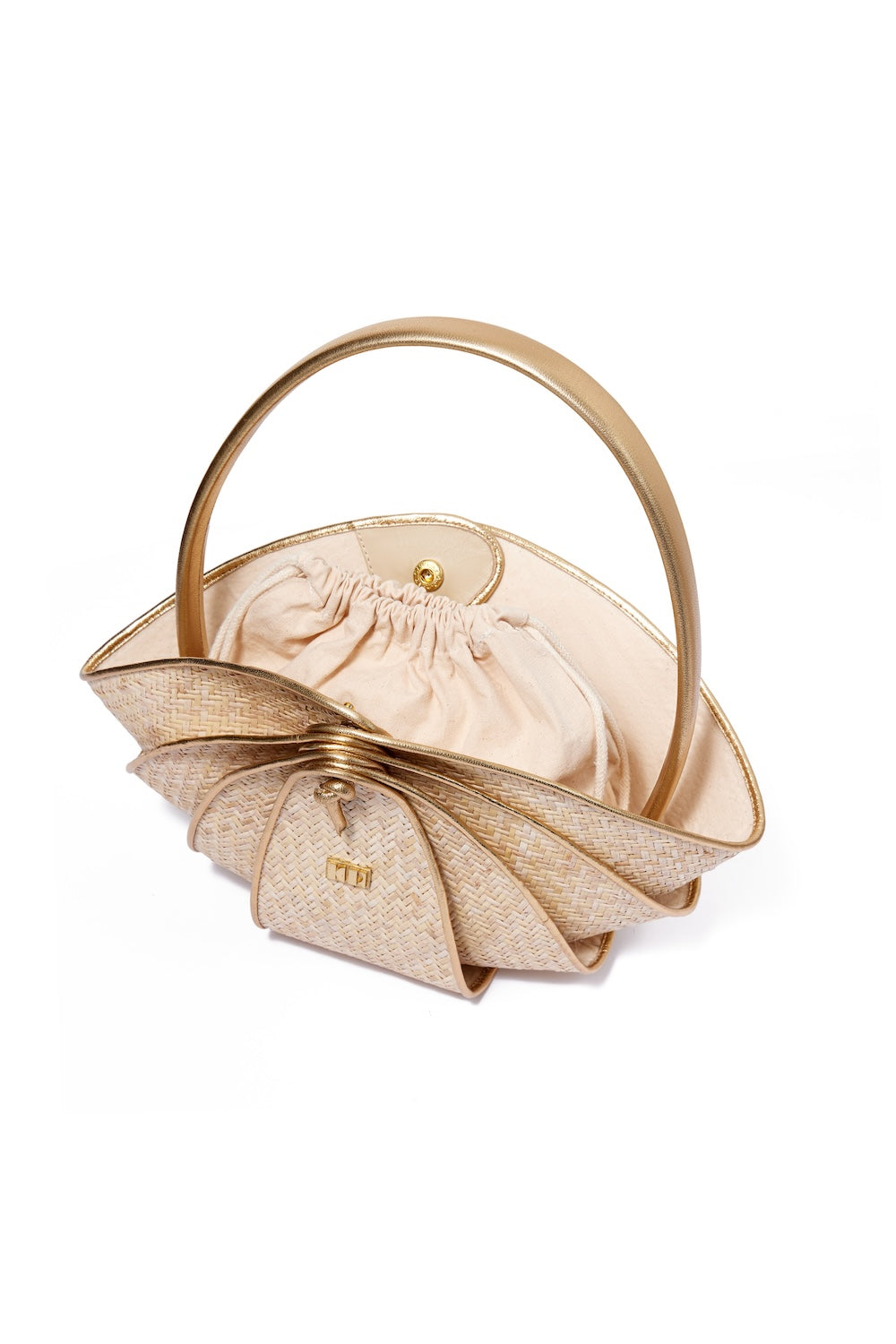 BAG MINI SHRIMP COUTURE IN RATTAN AND LEATHER