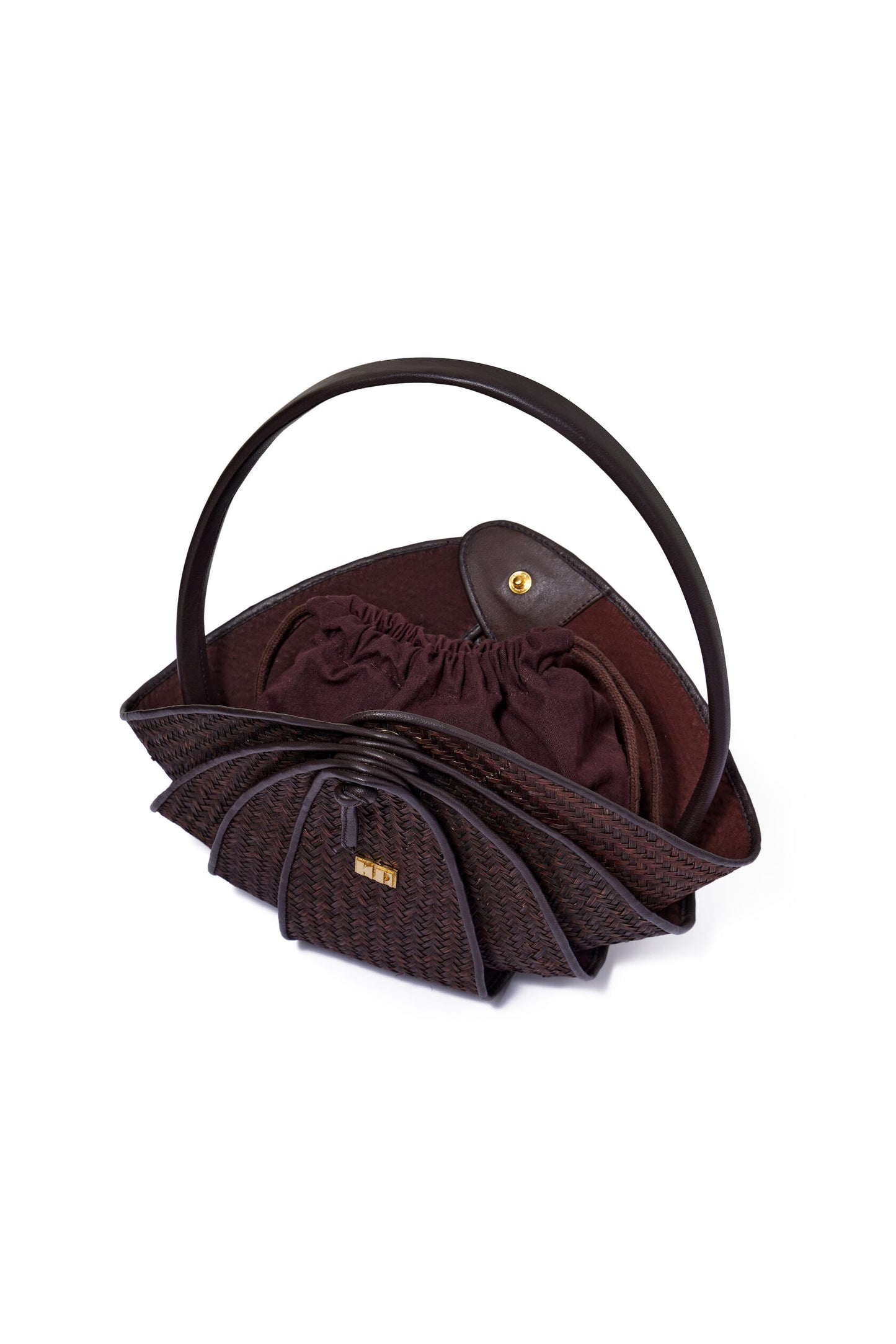 BAG MINI SHRIMP COUTURE IN RATTAN AND LEATHER