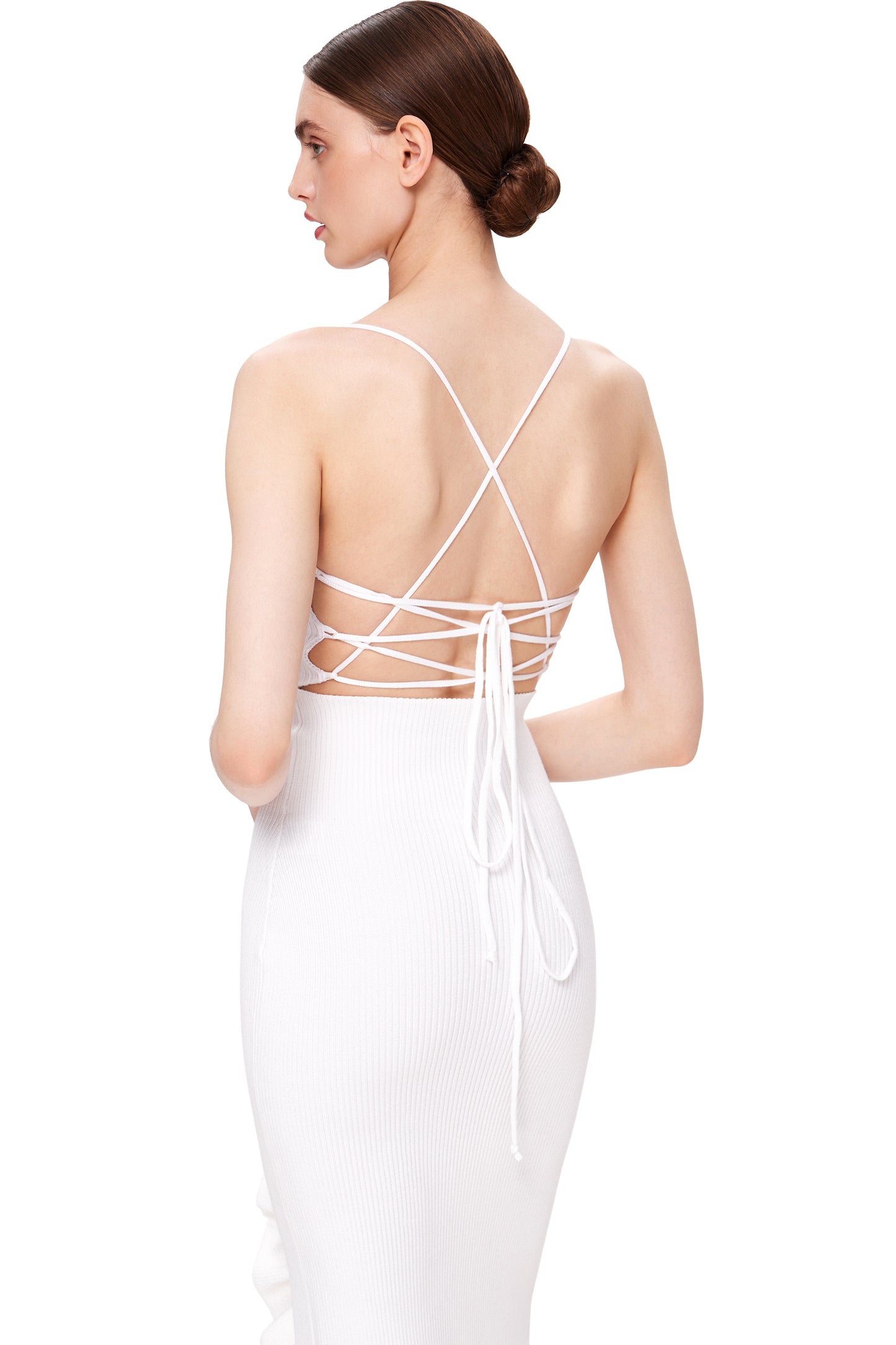 LACE-UP KNIT TOP WITH OPEN BACK