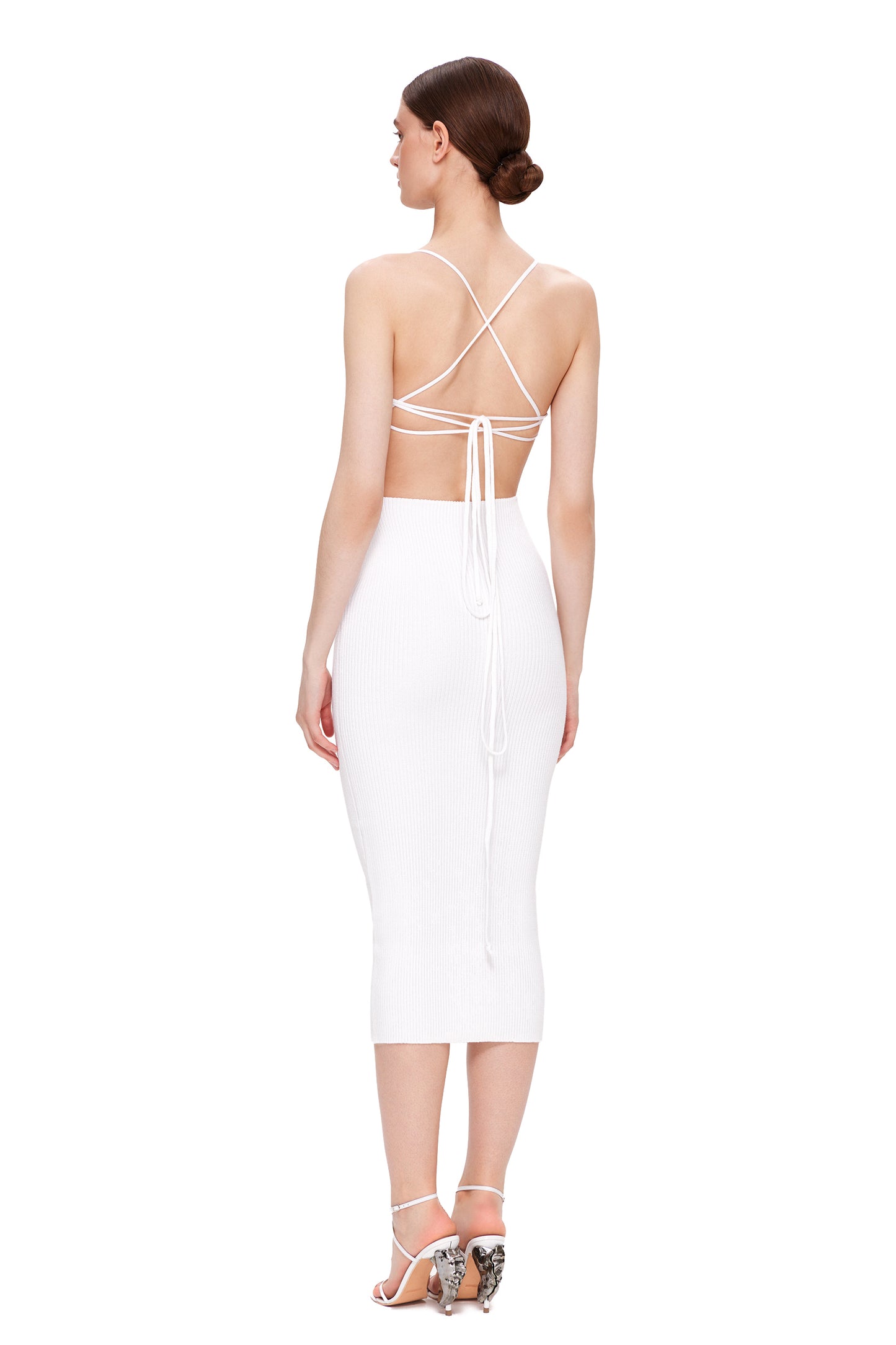 KNIT DRESS LACE-UP OPEN BACK