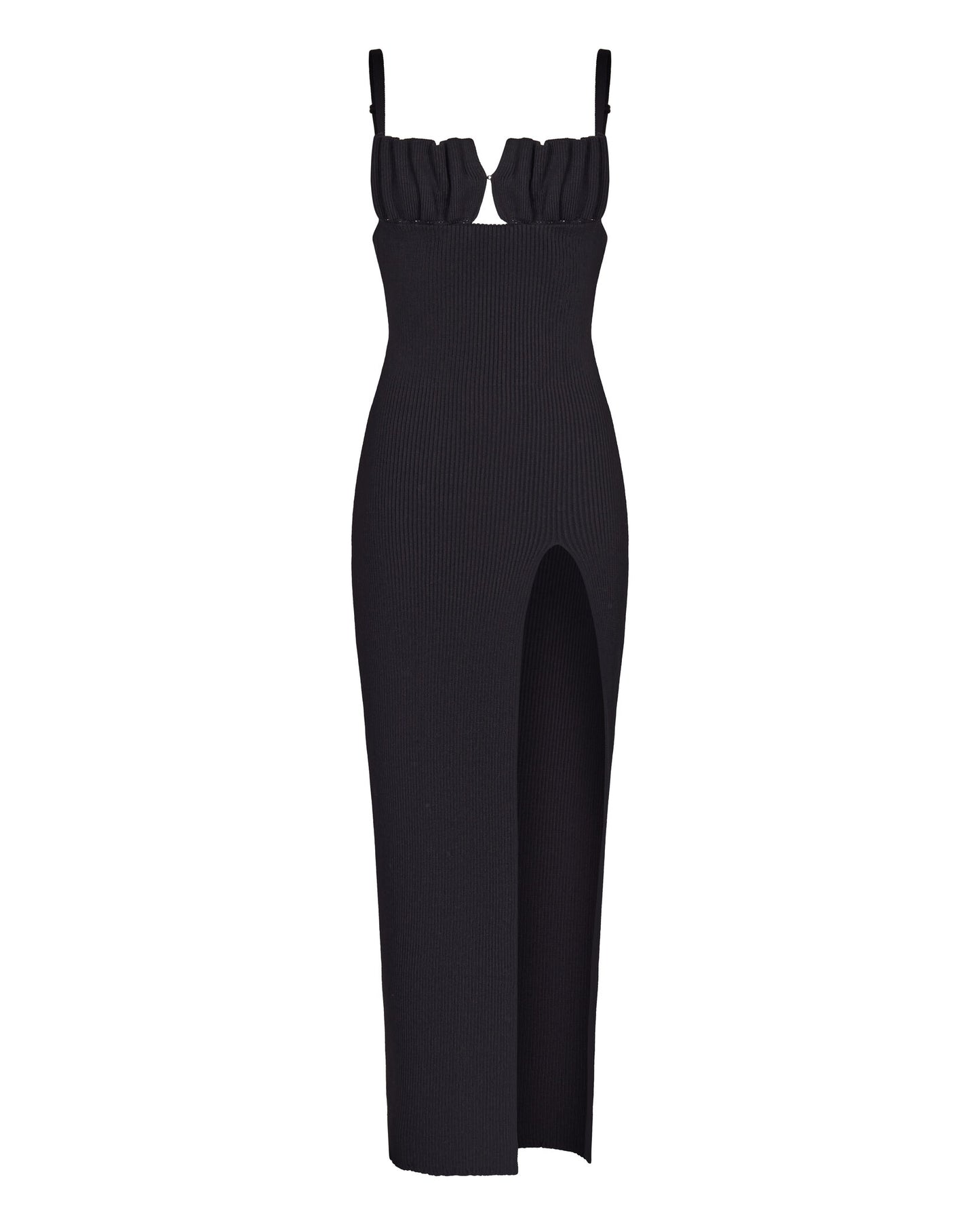 KNIT DRESS WITH SEASHELLS BREAST AND HIGH SLIT