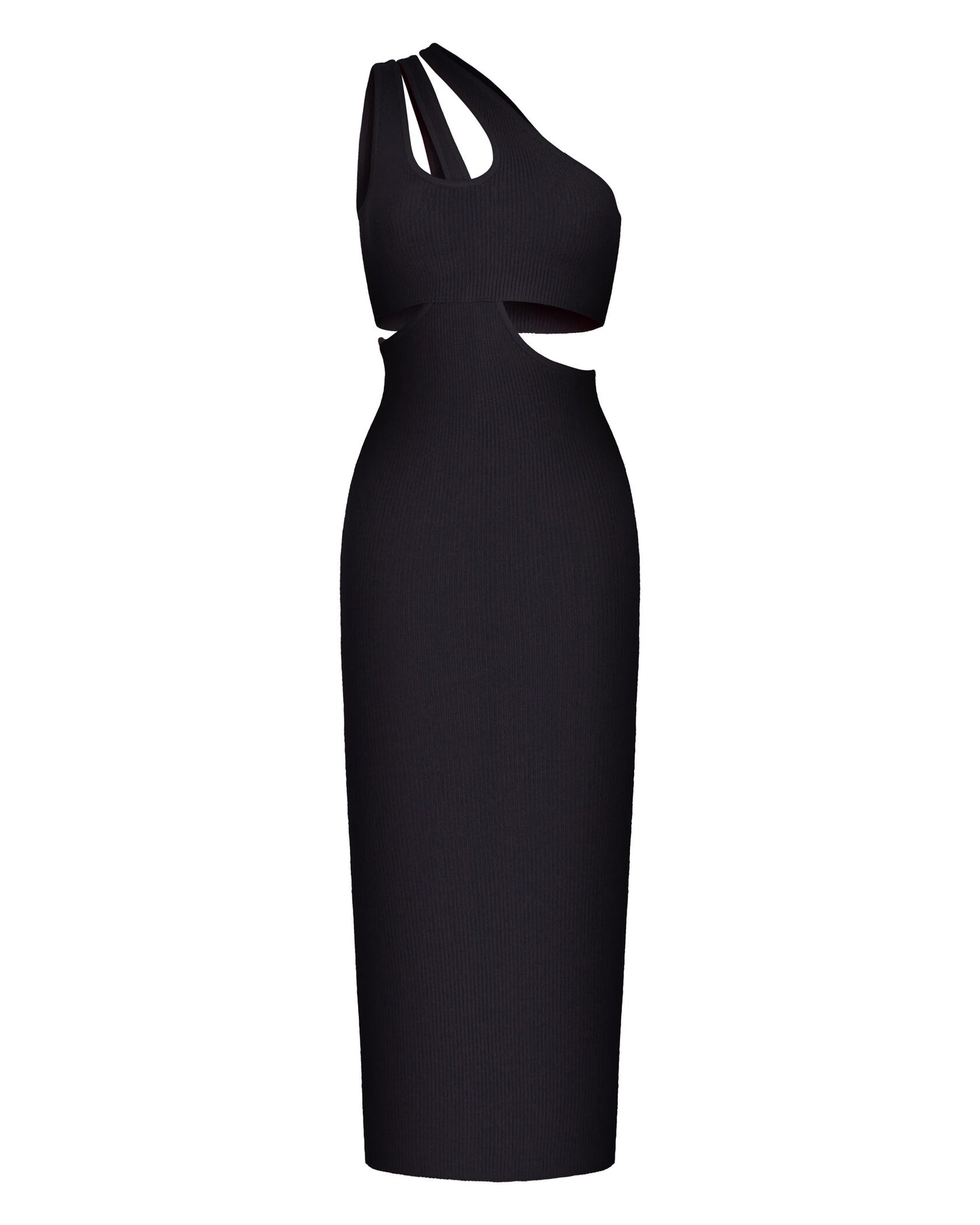 KNITTED DRESS WITH STRAP AND ASYMMETRICAL TOP