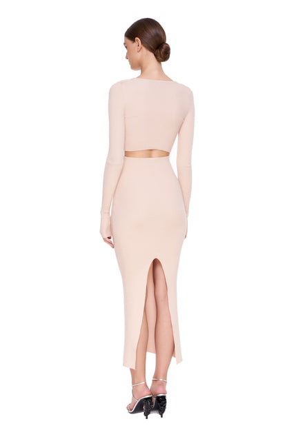 KNIT SKIRT MAXI WITH A BACK SLIT