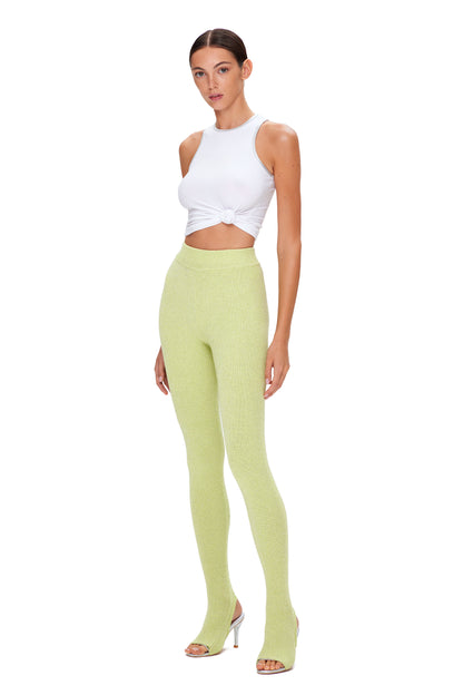 KNITTED LEGGINGS WITH HEELS LUREX