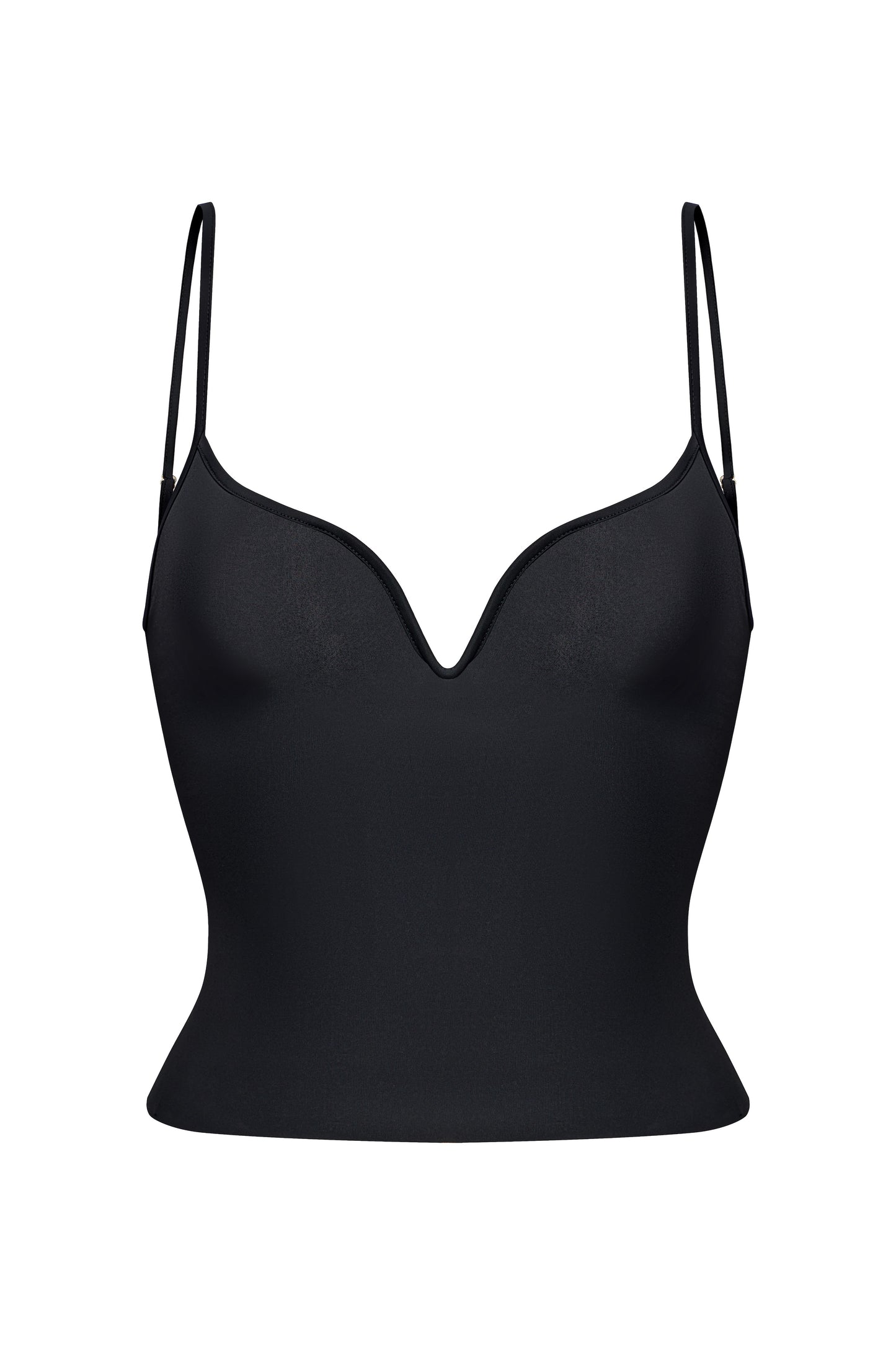 LYCRA THIN V-SHAPED NECKLINE TOP COLOR BLACK