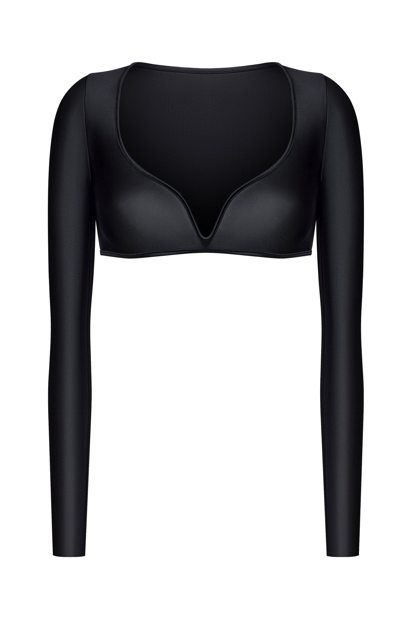 LYCRA THIN V-SHAPED NECKLINE CROP TOP COLOR BLACK