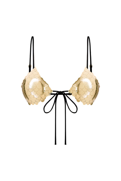 COUTURE METAL HANDCRAFTED BRA COLOR GOLD/BLACK