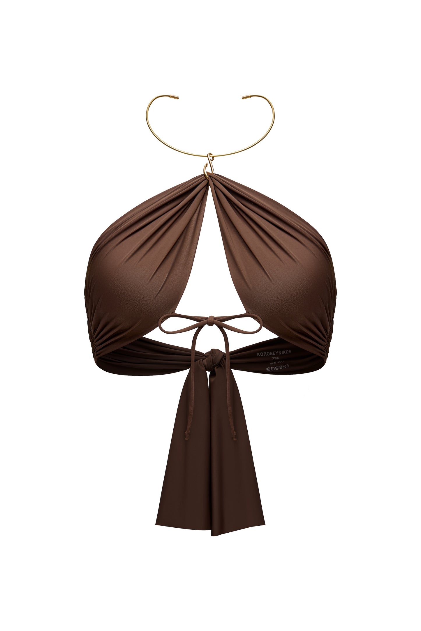 LYCRA BIKINI SET TOP WITH METAL CHOCKER AND BOTTOM COLOR CHOCOLATE