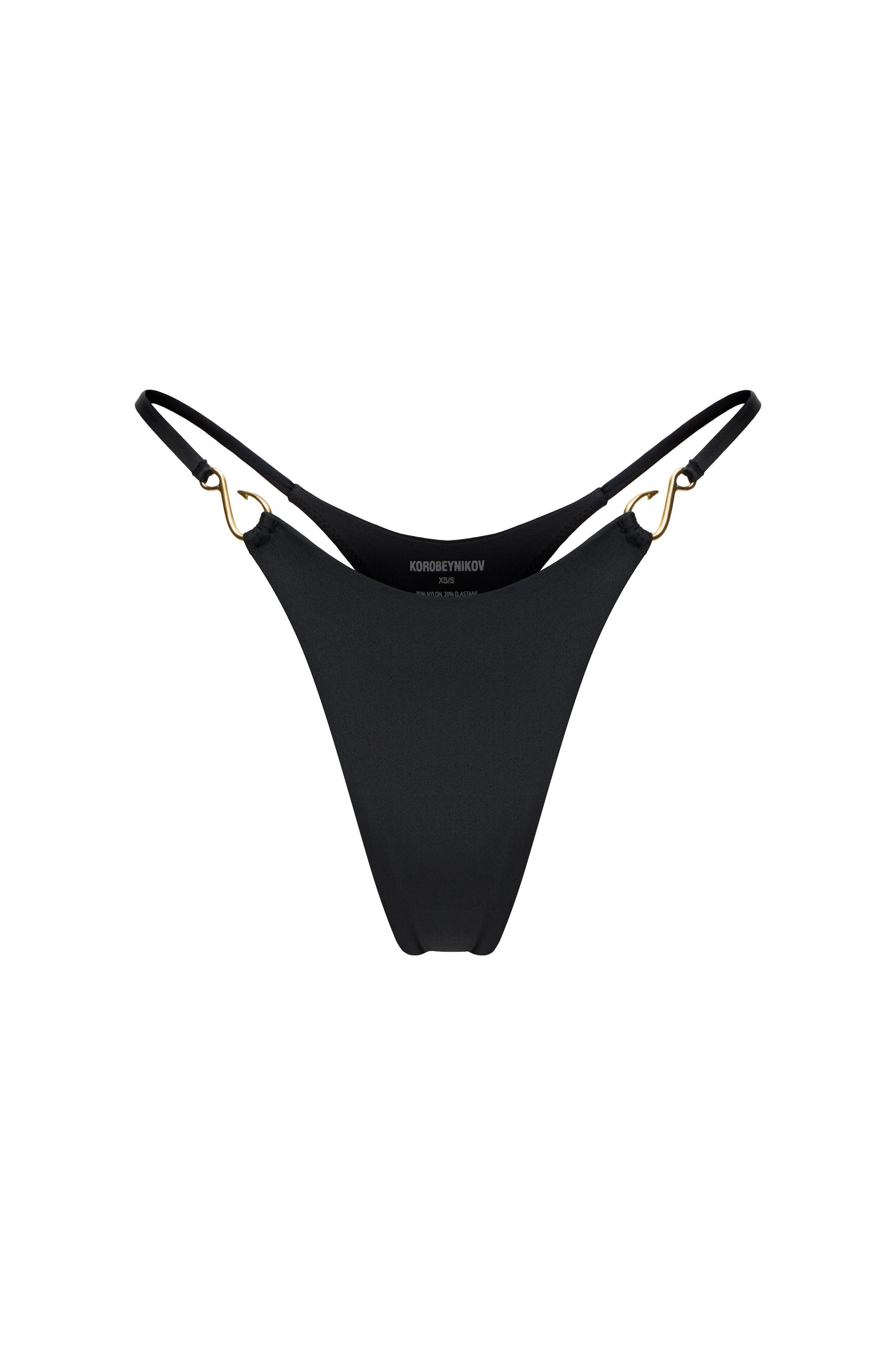 LYCRA BIKINI SET TOP AND BOTTOM WITH SMALL HOOKS DECOR COLOR BLACK