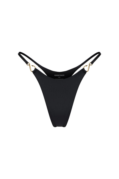 LYCRA BIKINI SET TOP AND BOTTOM WITH SMALL HOOKS DECOR COLOR BLACK