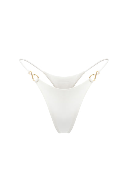 LYCRA BIKINI SET TOP AND BOTTOM WITH SMALL HOOKS DECOR COLOR WHITE