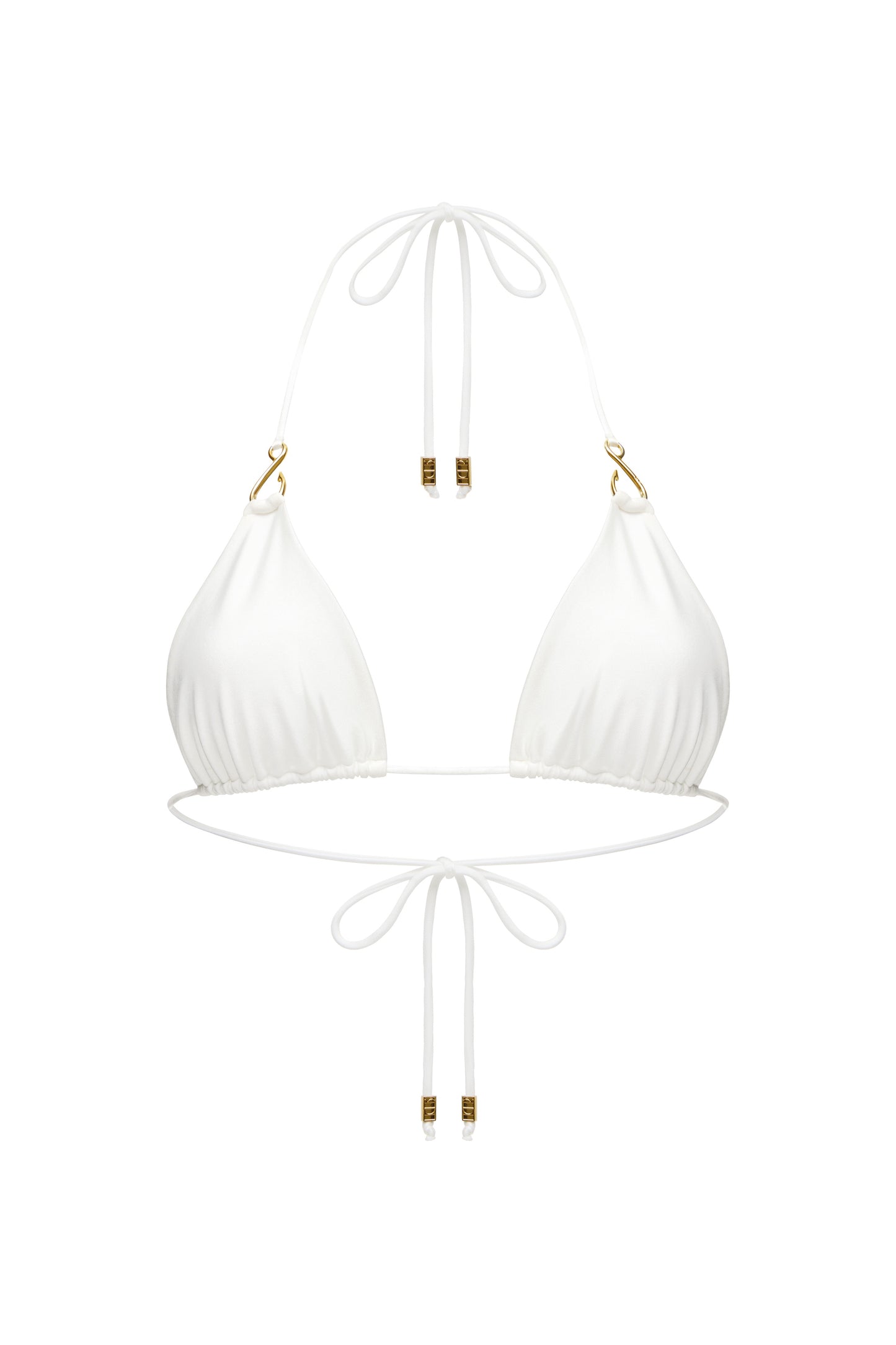 LYCRA BIKINI SET TOP AND BOTTOM WITH SMALL HOOKS DECOR COLOR WHITE