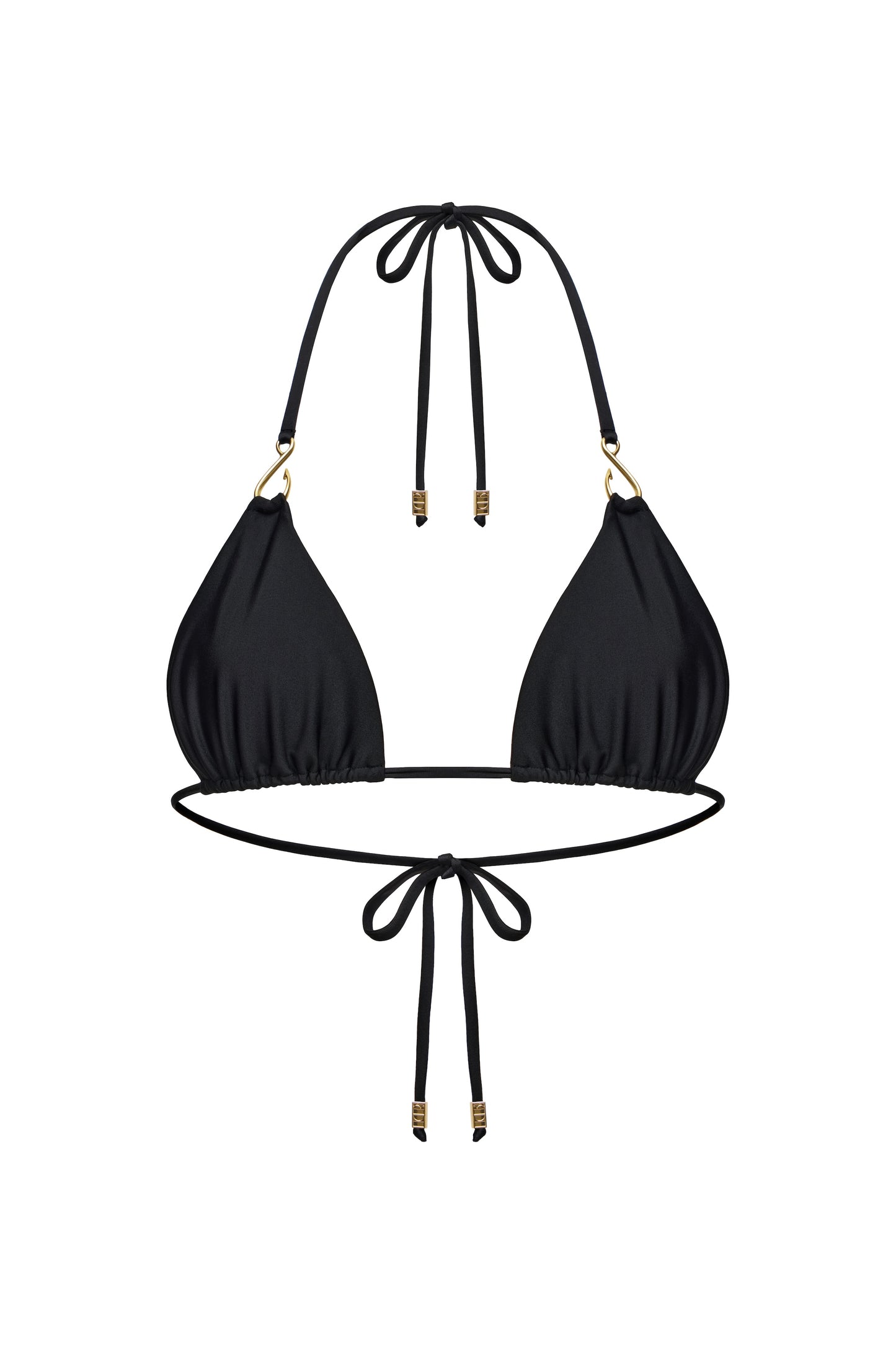 LYCRA BIKINI SET TOP AND BOTTOM WITH SMALL HOOKS DECOR COLOR BLACK