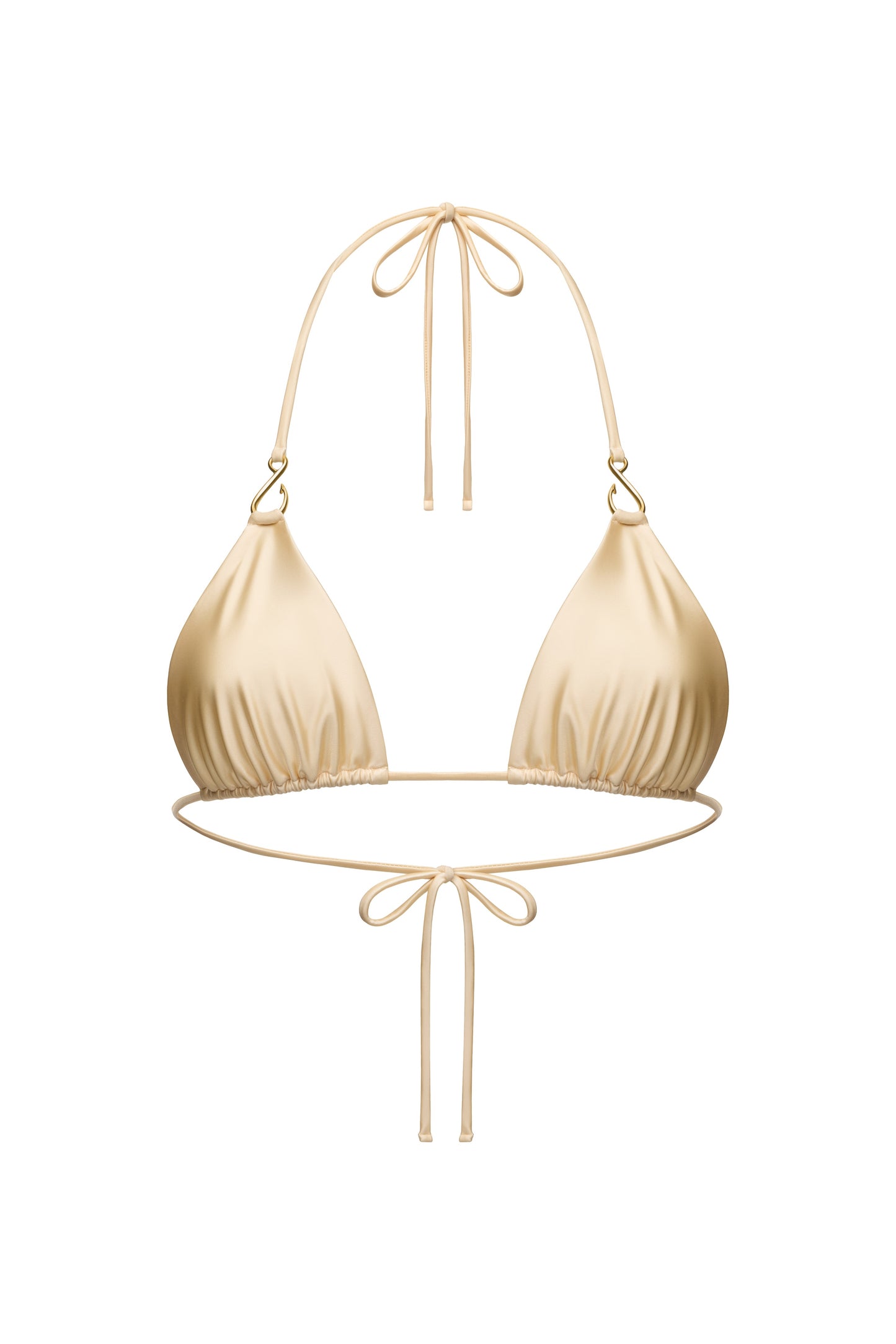LYCRA BIKINI SET TOP AND BOTTOM WITH SMALL HOOKS DECOR COLOR CHAMPAGNE