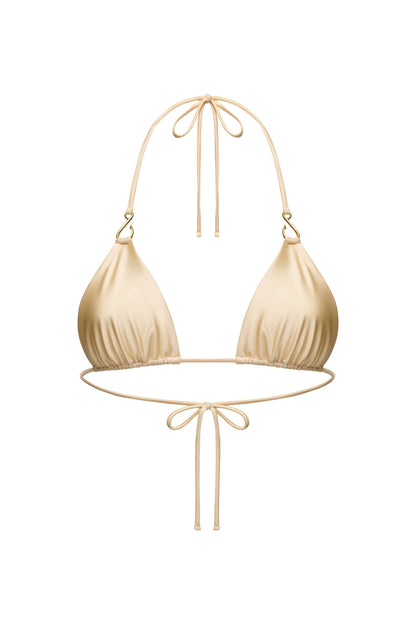 LYCRA BIKINI SET TOP AND BOTTOM WITH SMALL HOOKS DECOR COLOR CHAMPAGNE
