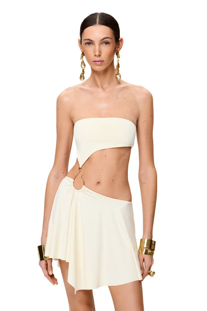 KNITTED MINI DRESS WITH METAL HOOK DECOR COLOR MILK