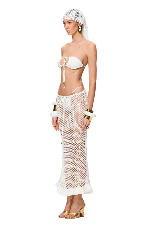 PRE-ORDER KNITTED MESH SKIRT COLOR WHITE