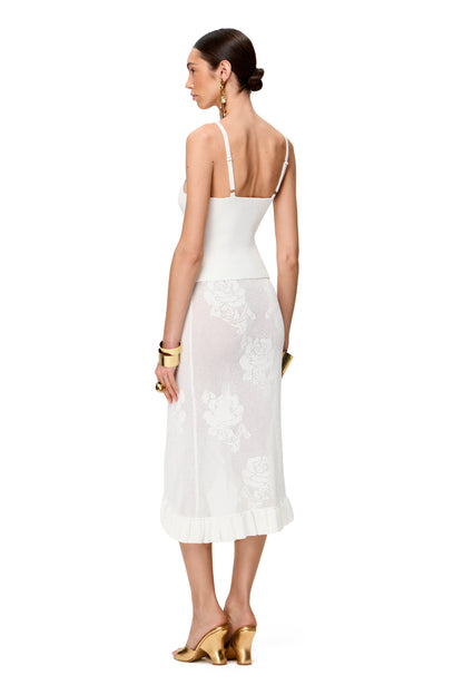 KNITTED STRAPPY TOP WITH FRONT LACE-UP DETAILING COLOR WHITE