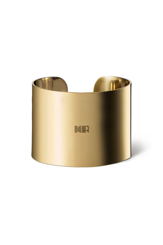 HANDMADE LARGE METAL BRACELET WITH KR LOGO COLOR GOLD (6cm)